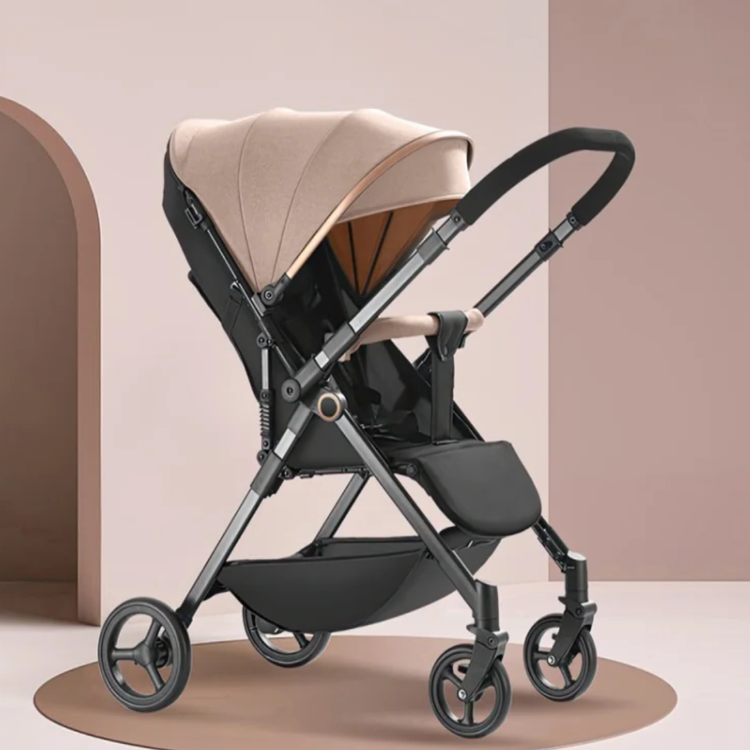 SwiftRide Vista Pro Stroller – Reversible Seat, High Landscape & Cabin-Ready Fold - Beige