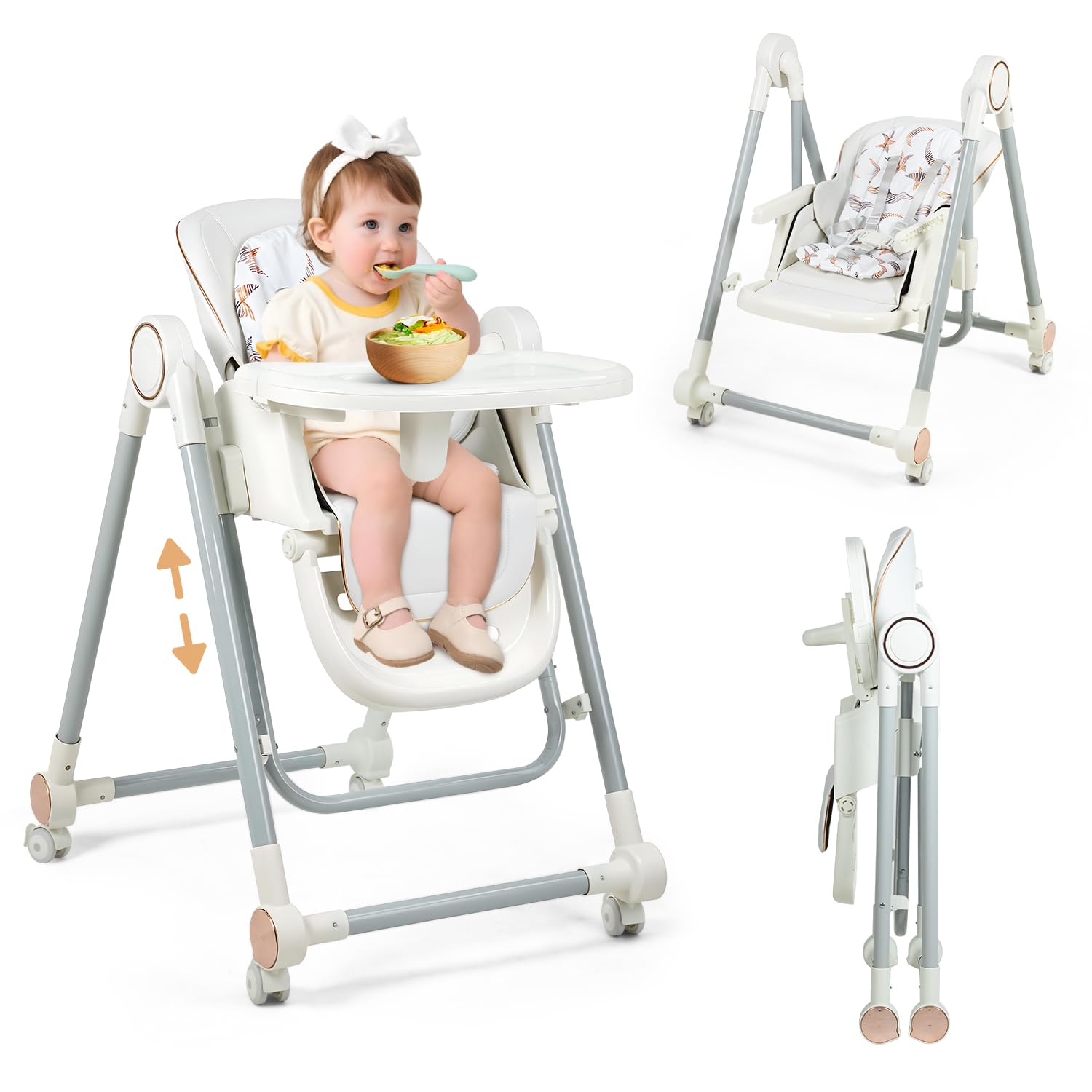 POPYPAPA - Baby Foldable Multi Purpose High Chair & Swing (Grey)