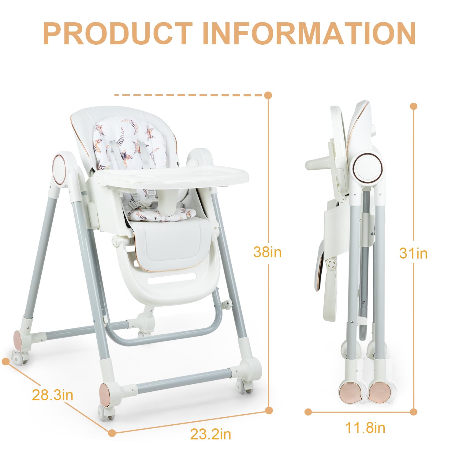 POPYPAPA - Baby Foldable Multi Purpose High Chair & Swing (Grey)