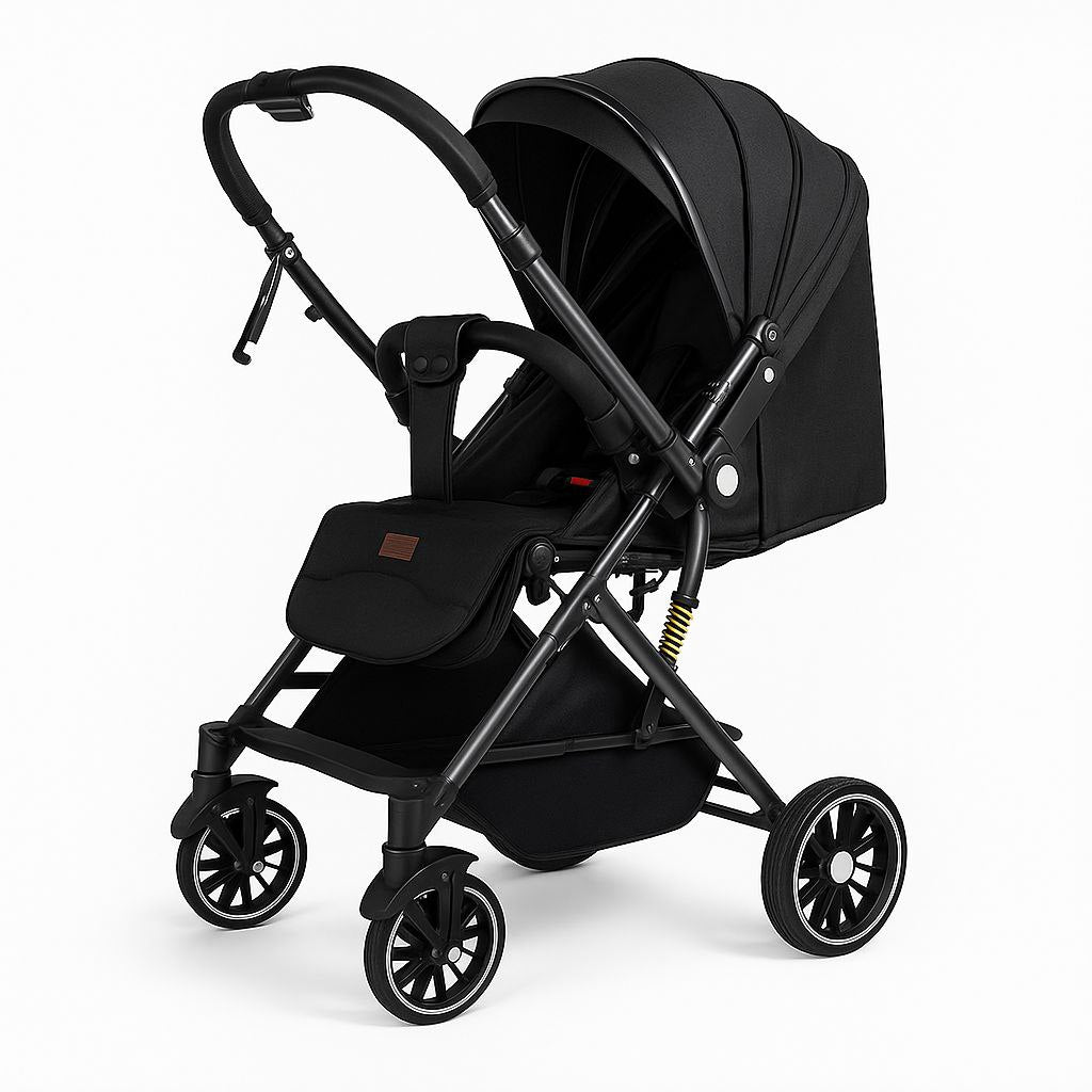 POPYPAPA - Baby Stroller with Two Wat Retractable Push Bar - Black