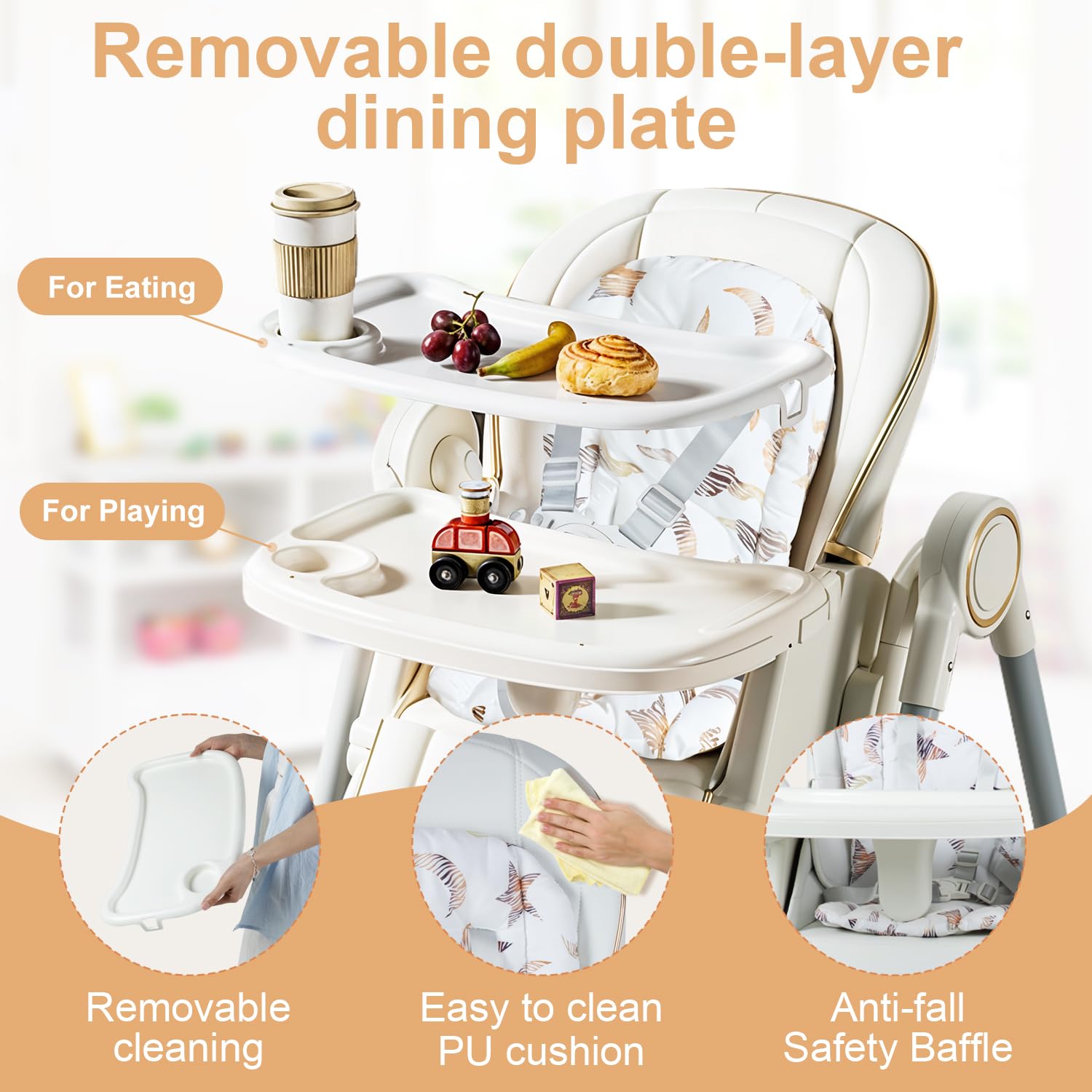 POPYPAPA - Baby Foldable Multi Purpose High Chair & Swing (Grey)
