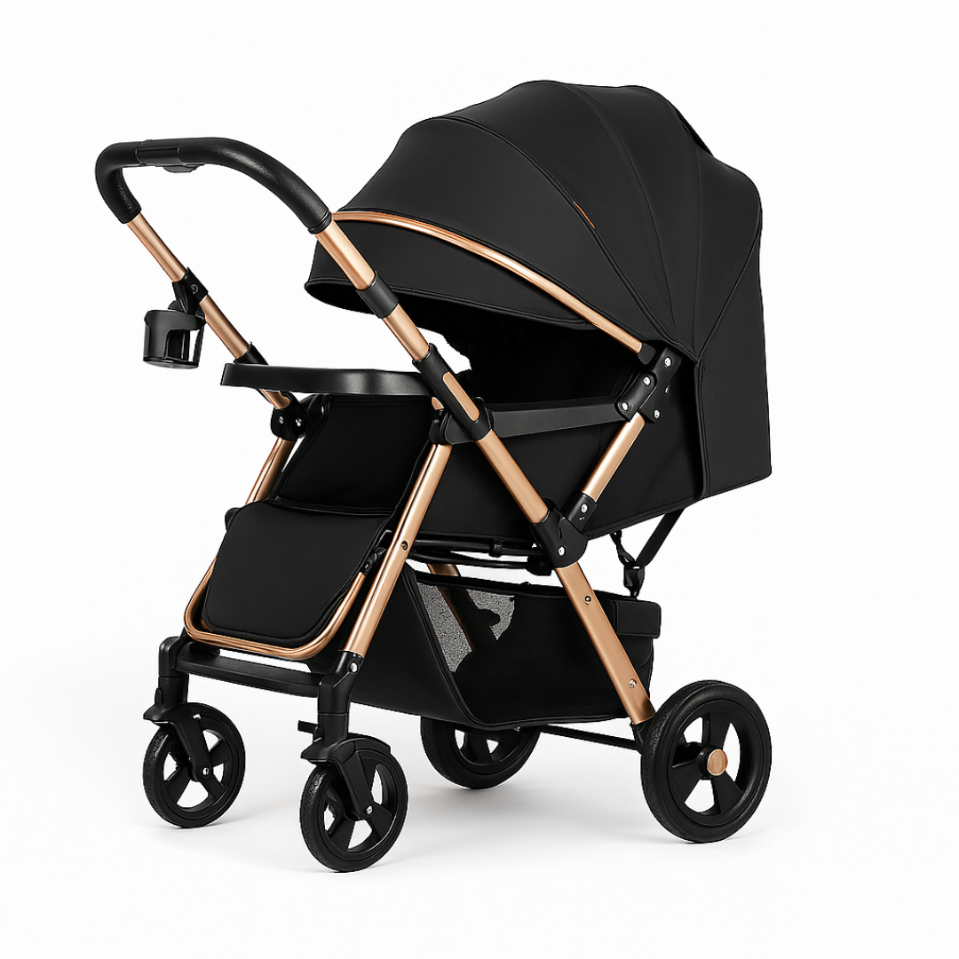 Trip2 Reversible Stroller - Black – Extra Roomy Seat & All-Terrain Heavy-Duty Wheels (0–36 Months)