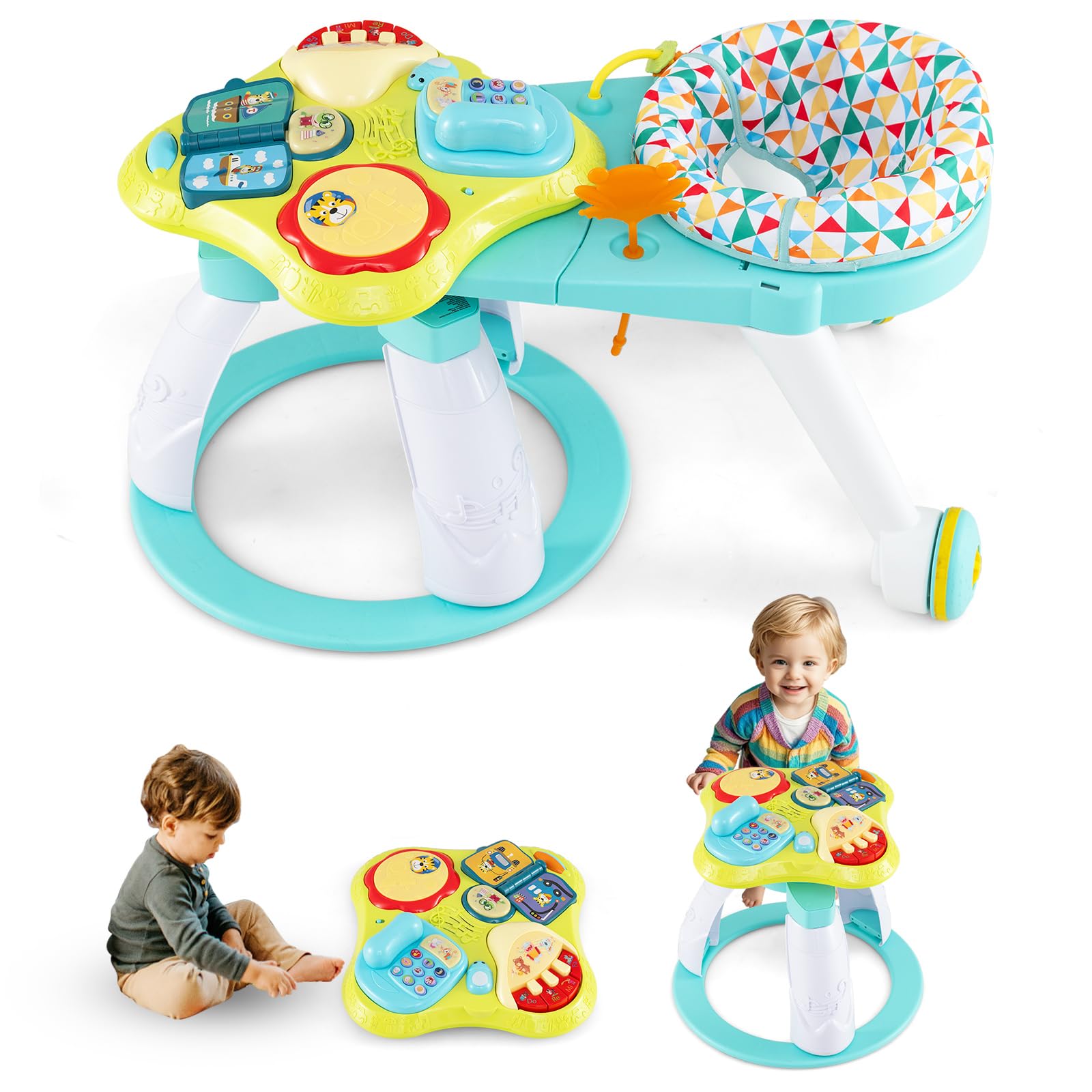 Baby 3-in-1 Walk Around Baby Activity Center-Baby Walker 360° Spin