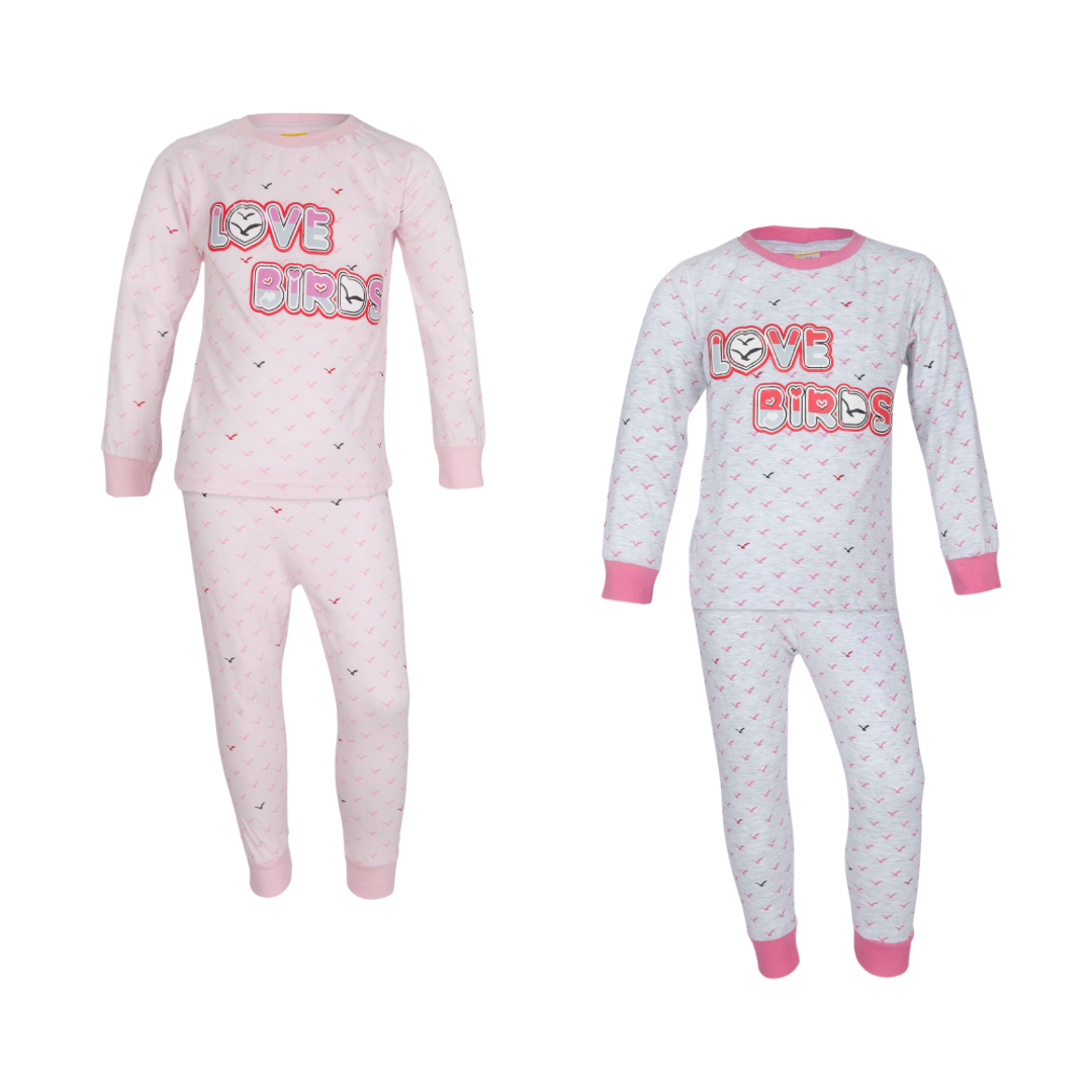 Girls L/S T-Shirt with Long Pants - Set 2-7Y Light Pink/Light Grey