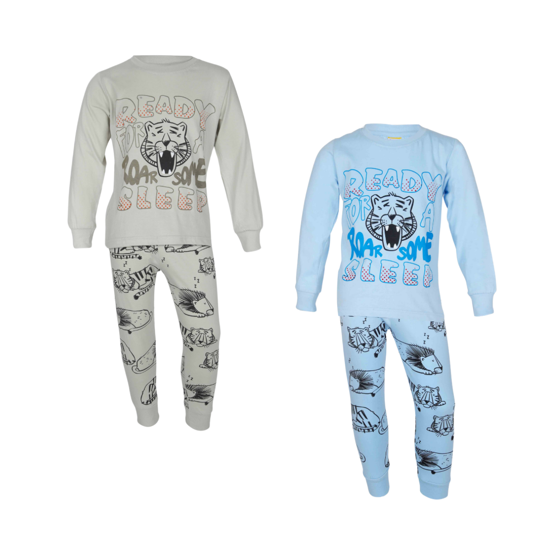 Boys L/S T-Shirt with Long Pants Set 2-7Y Blue/Beige