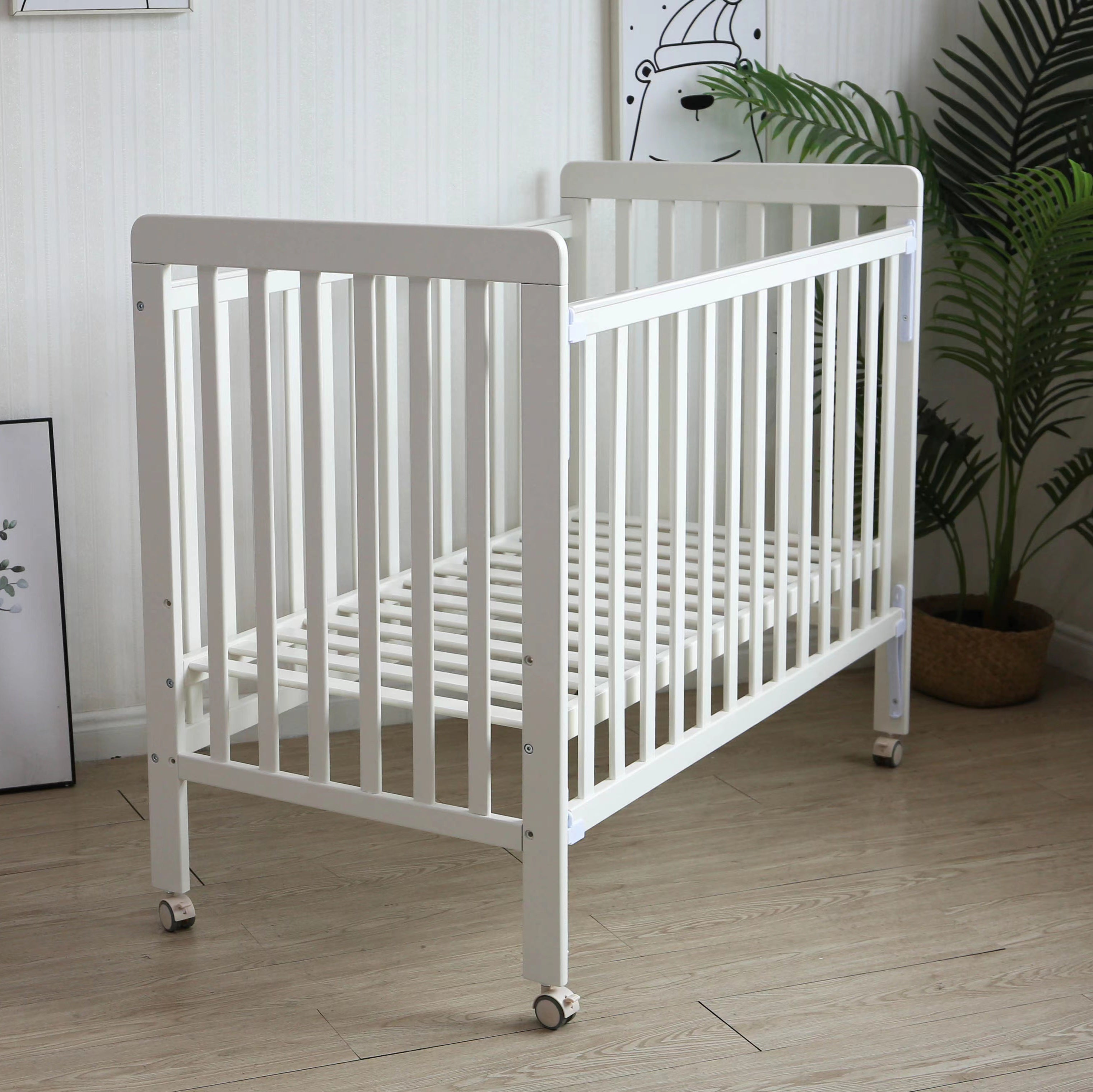 Baby Wooden Bed - White (120 x 60cm)