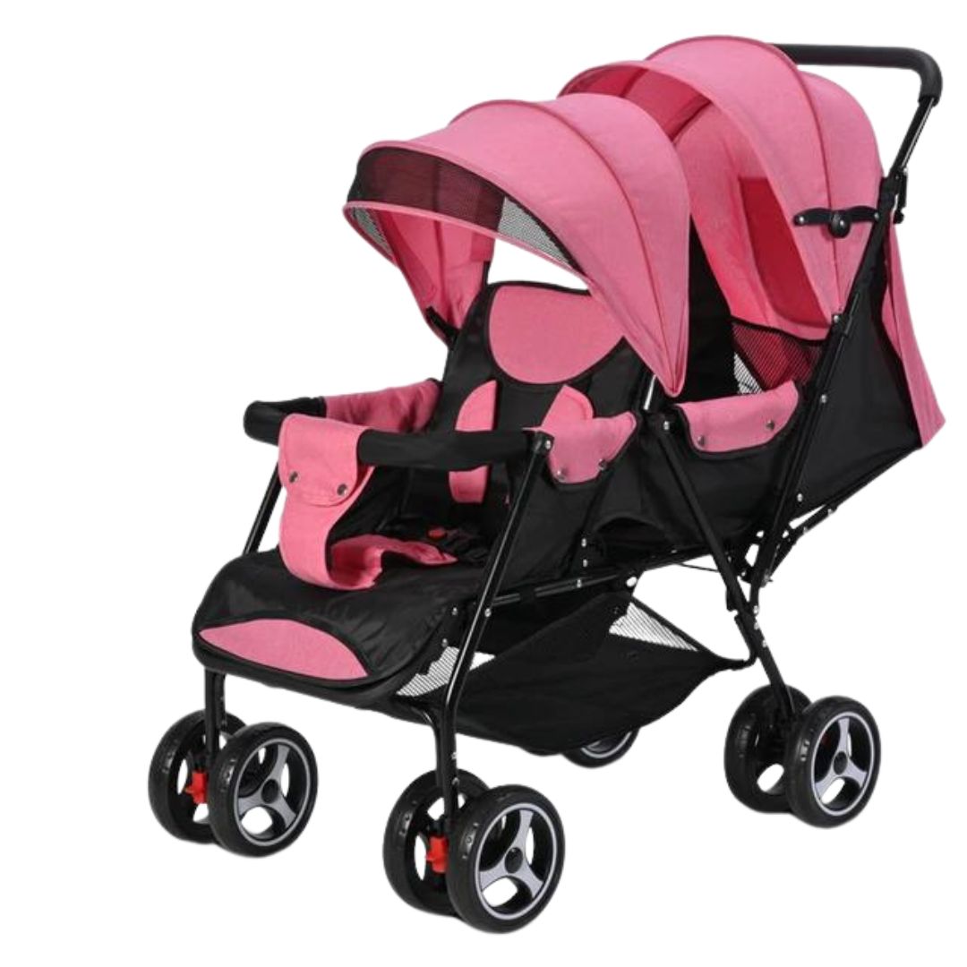 Baby Twin Stroller Front/Back (Pink)