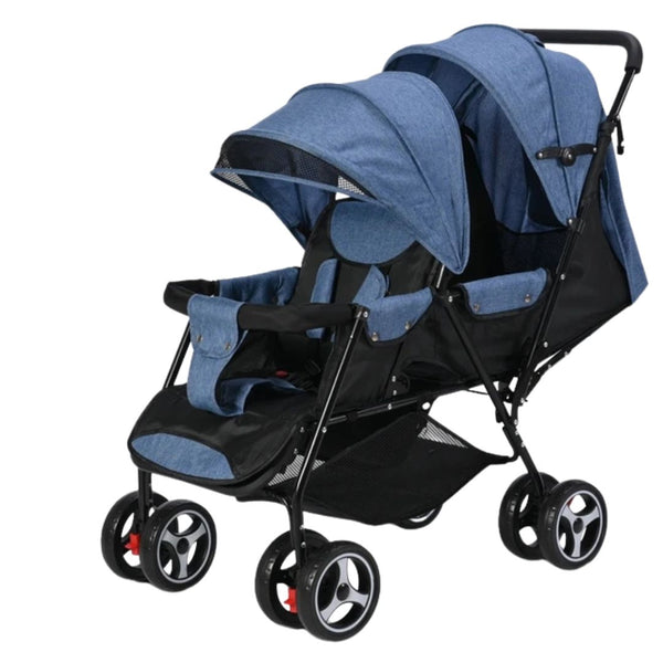 Baby Twin Stroller Front/Back (Blue)