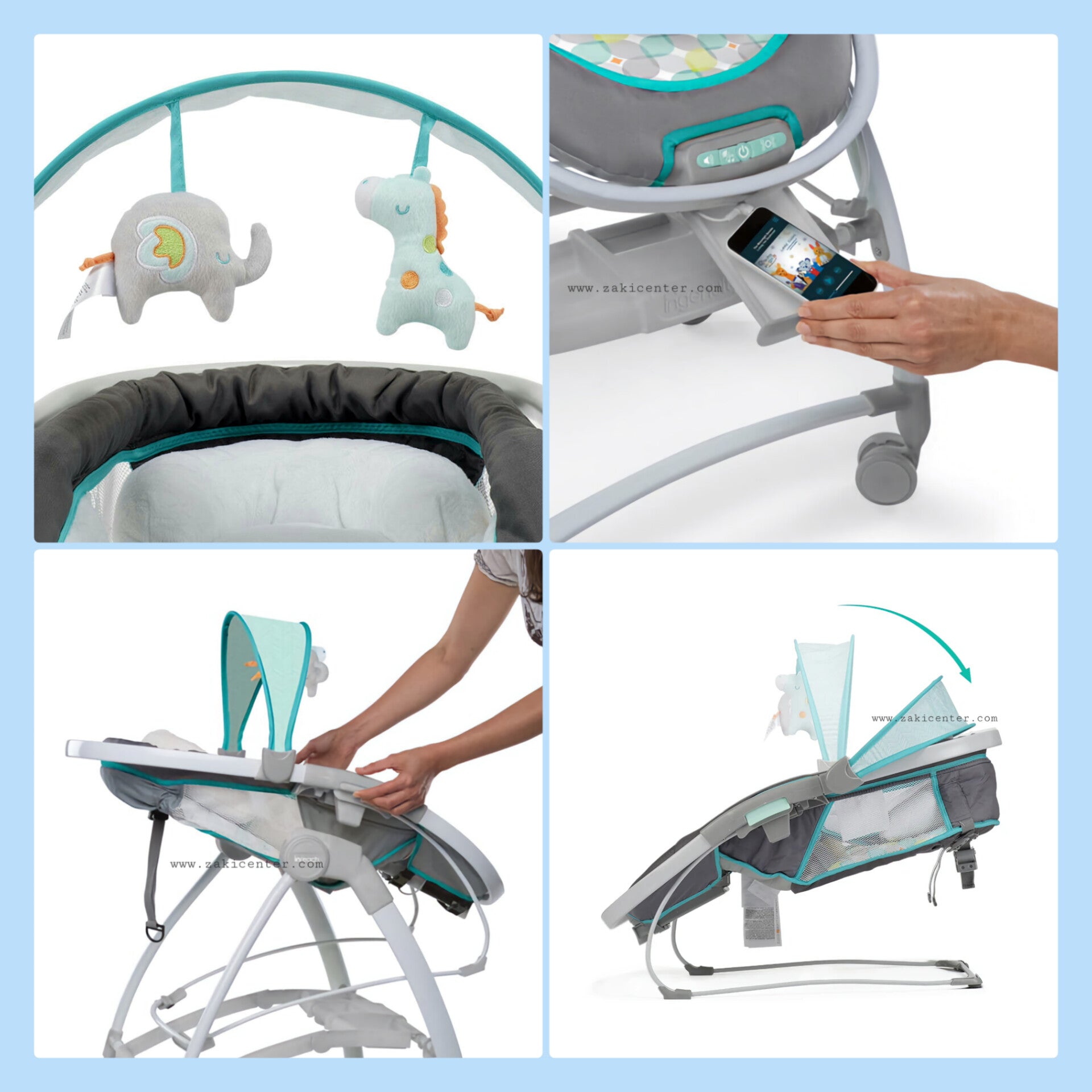 Ingenuity 2in1 Mobile Lounger Feeding Chair & Bouncer with Mobile Connectivity