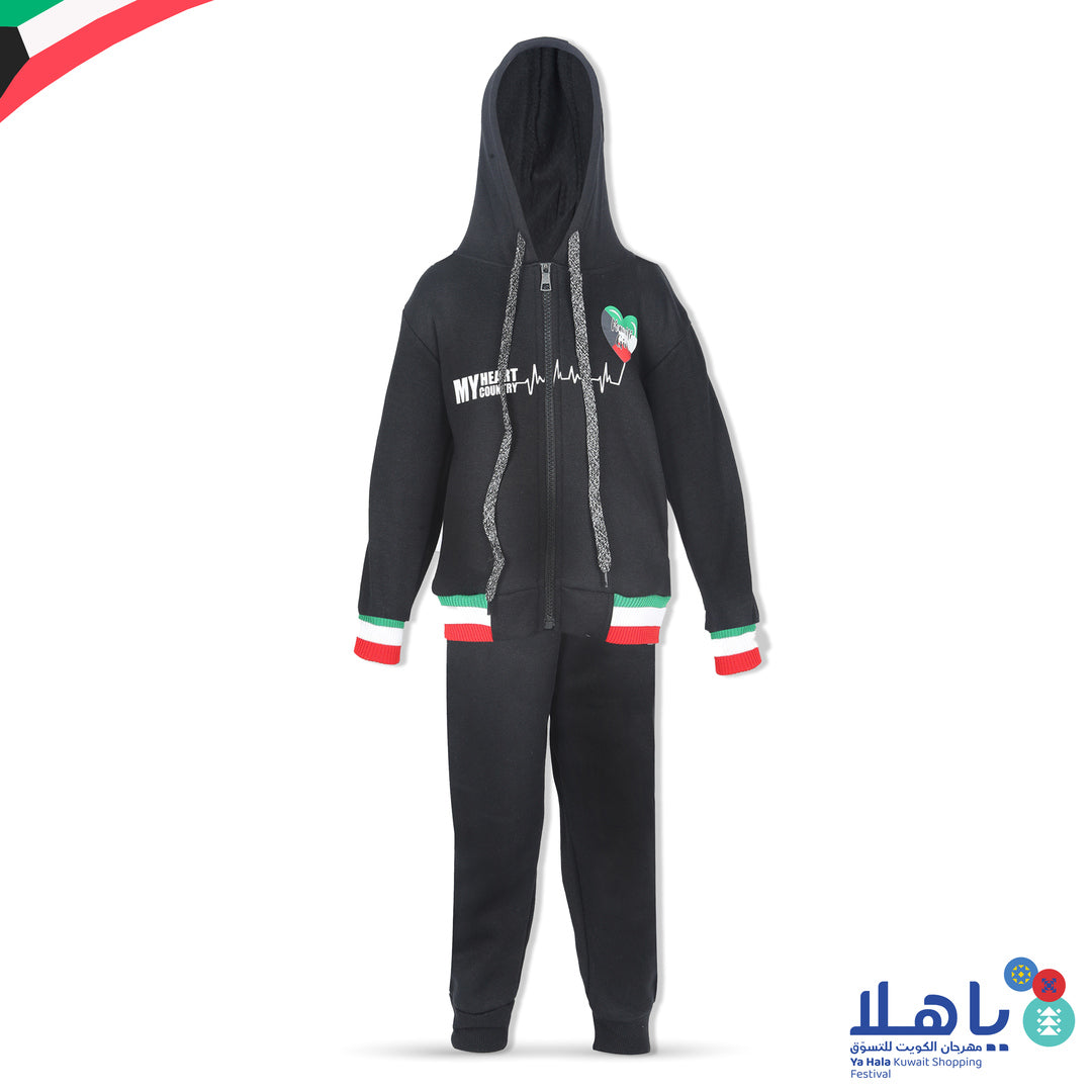 Kuwait National Day Kids Fleece Hoodie & Jogger Set 1-4 Years