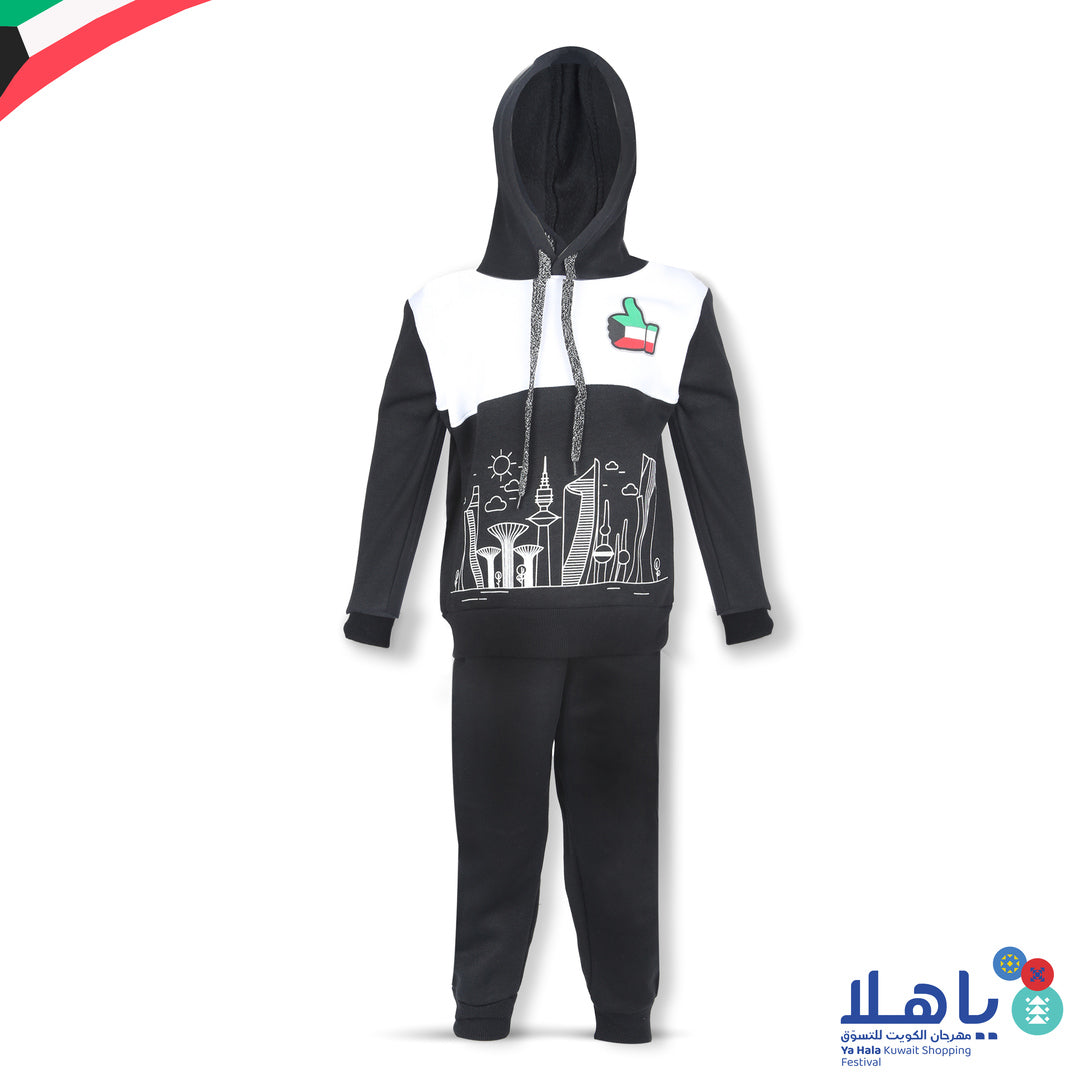 Kuwait National Day Kids Fleece Hoodie & Jogger Set 1-4 Years