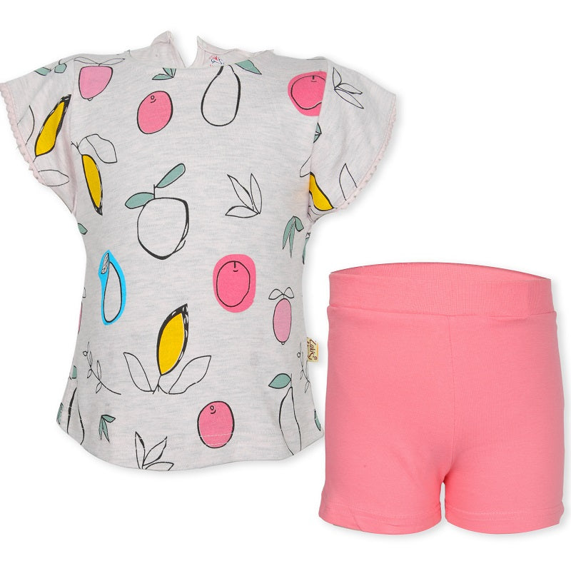 Girls S/S T-Shirt with Shorts - 0-24M (Pink/Yellow)