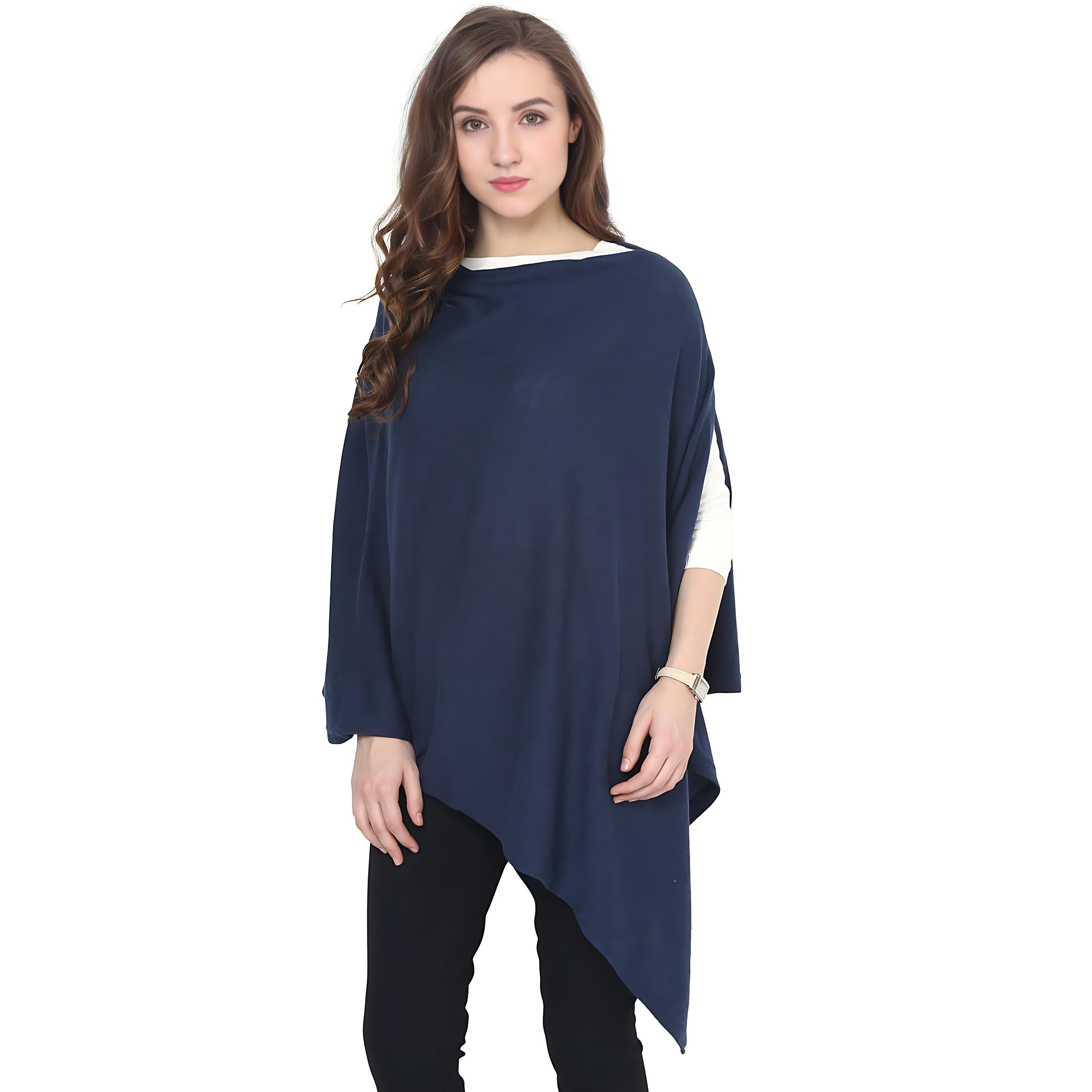 Pluchi - Knitted Nursing Poncho -Rosette Navy Melange