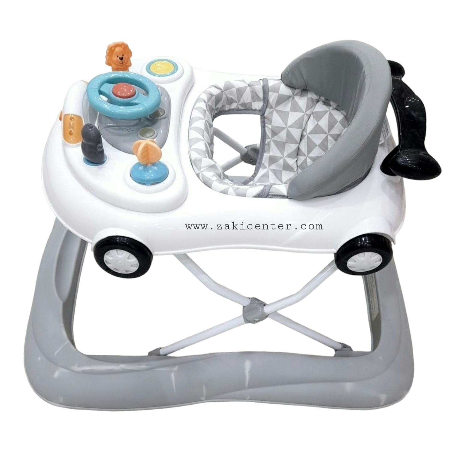 Akigo Baby Walker Car with Handle & Removable Tray (Grey)