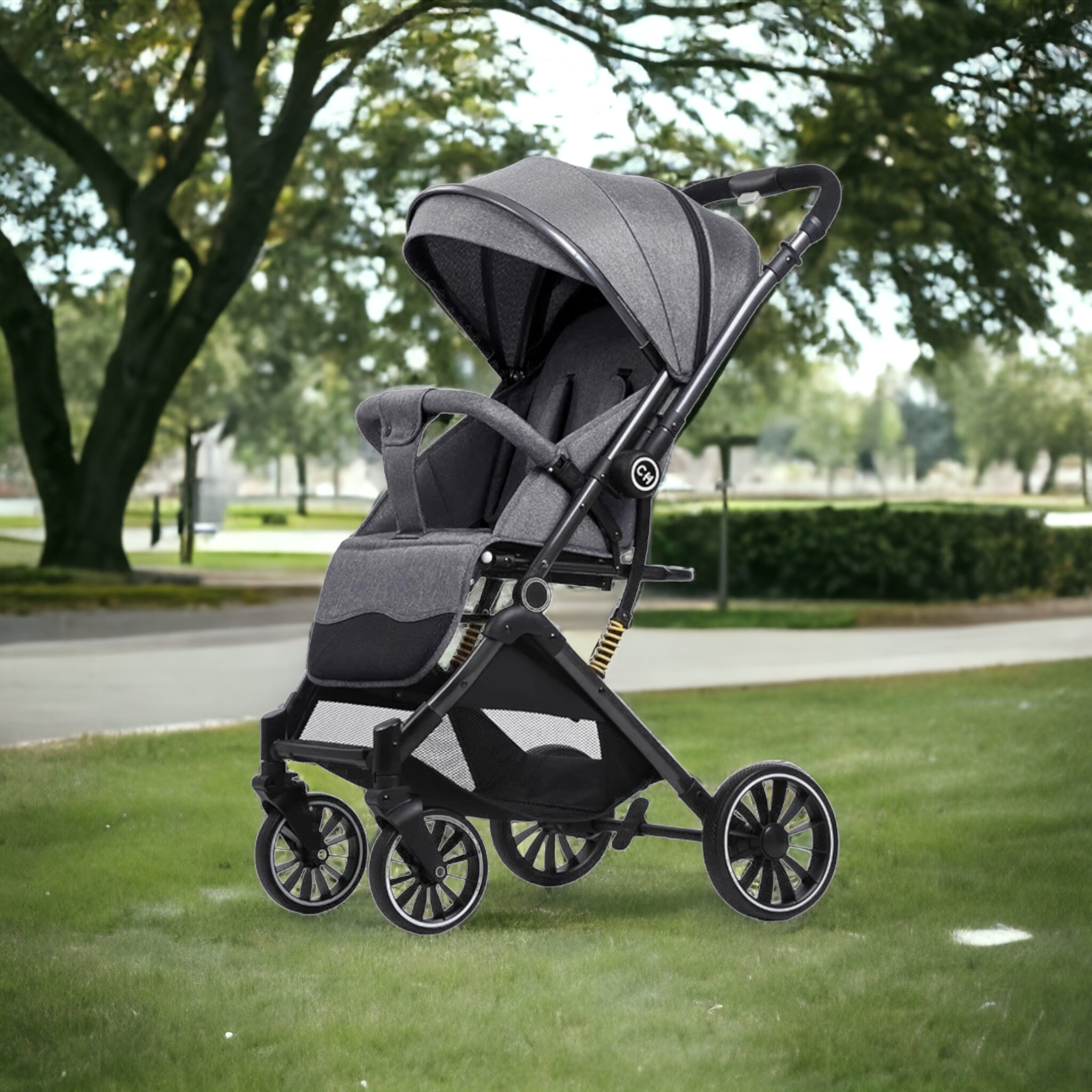 Baby Travel Stroller Double Sided (Grey)