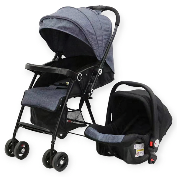 2 in 1 Baby Reversible Stroller + Car Seat (Grey)