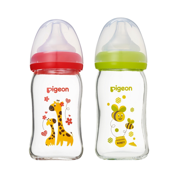 Pigeon Softouch Wide Neck Peristaltic Plus Glass Bottle (Decorated) 160 ml