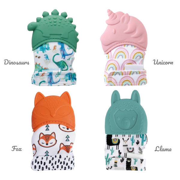 Baby Gum Teething Mittens - Animals