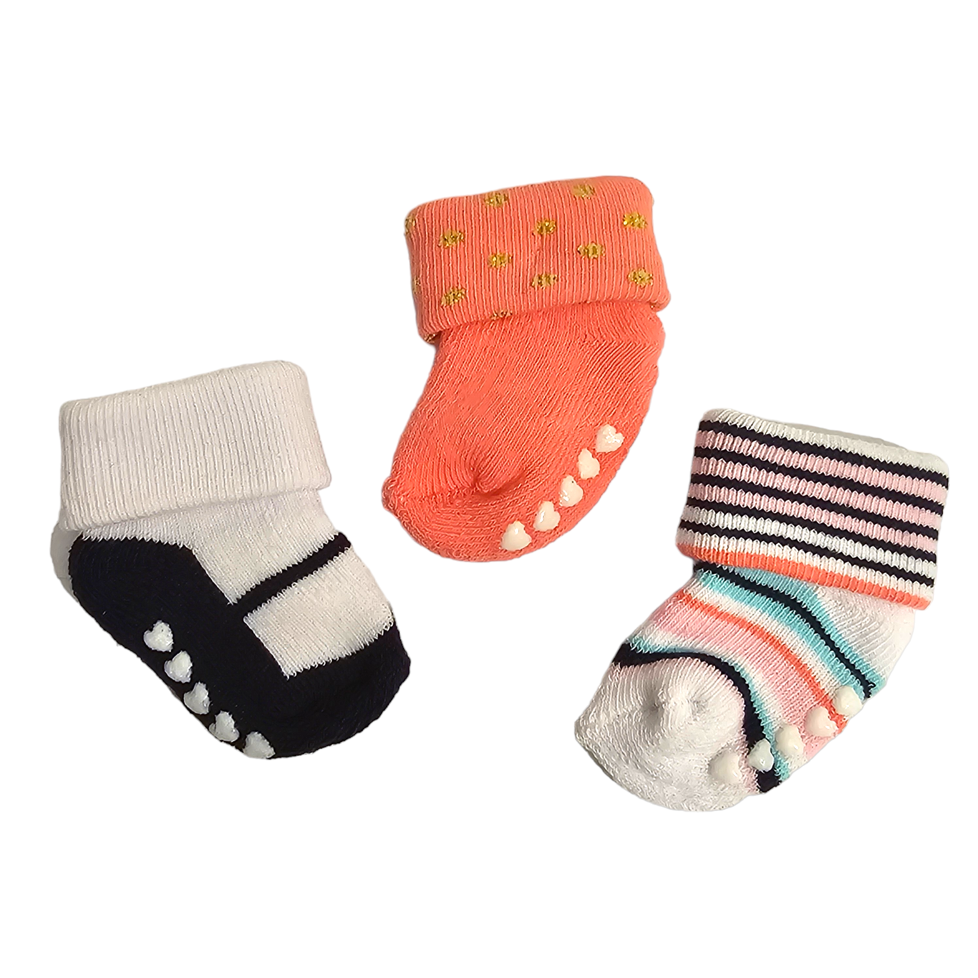 Hudson Pack of 3 Baby Girl Socks (0-6M)