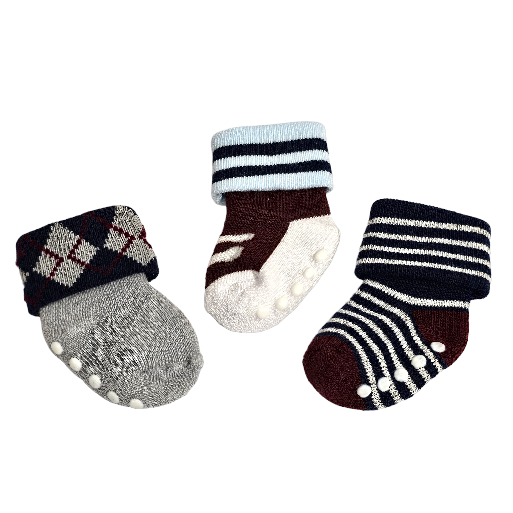 Hudson Pack of 3 Baby Boy Socks (0-6M)