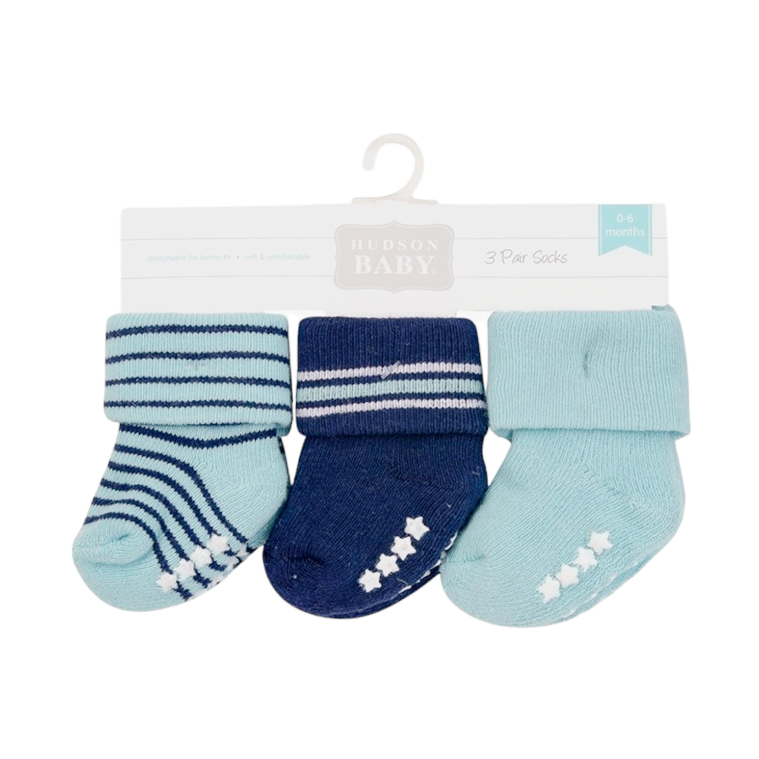 Hudson Pack of 3 Baby Boy Socks (0-6M)