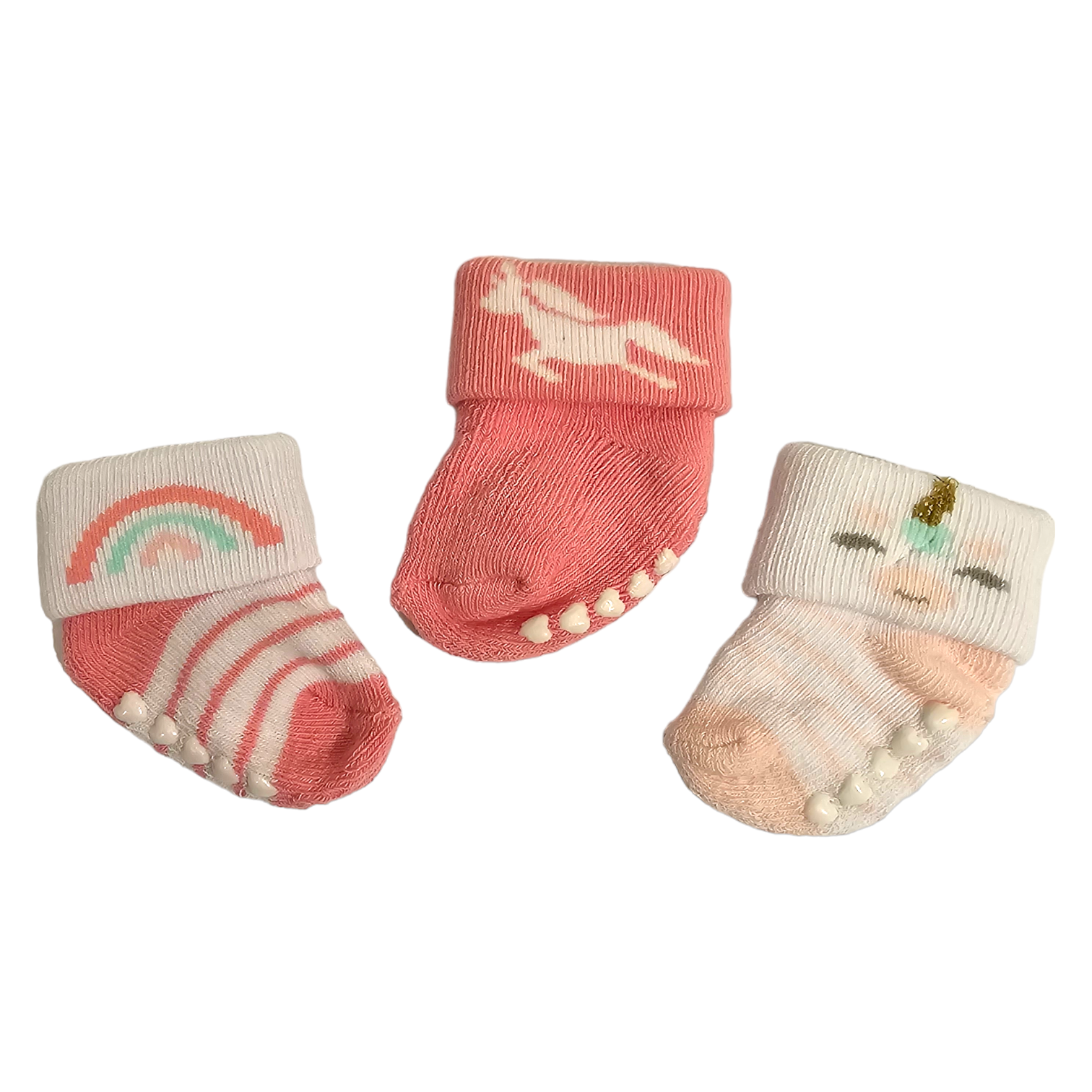 Hudson Pack of 3 Baby Girl Socks (0-6M)