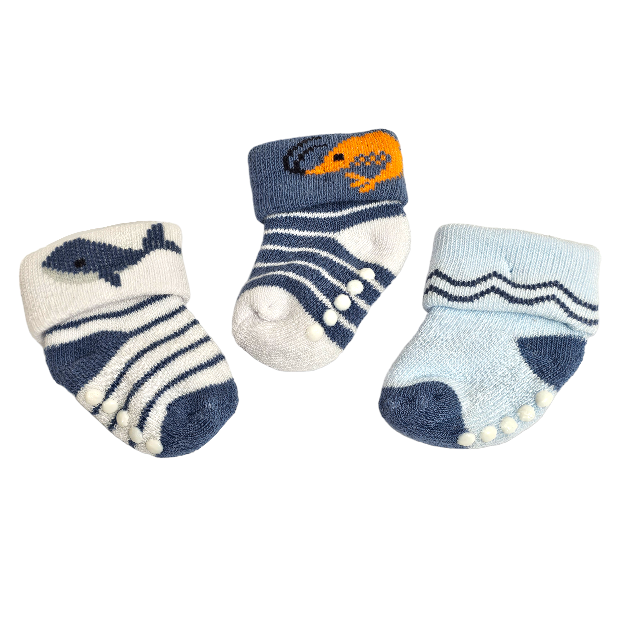 Hudson Pack of 3 Baby Boy Socks (0-6M)