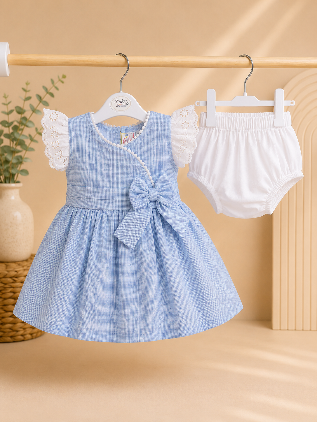 ZAKI-BABY GIRLS FROCK WITH PANTY 3-12M