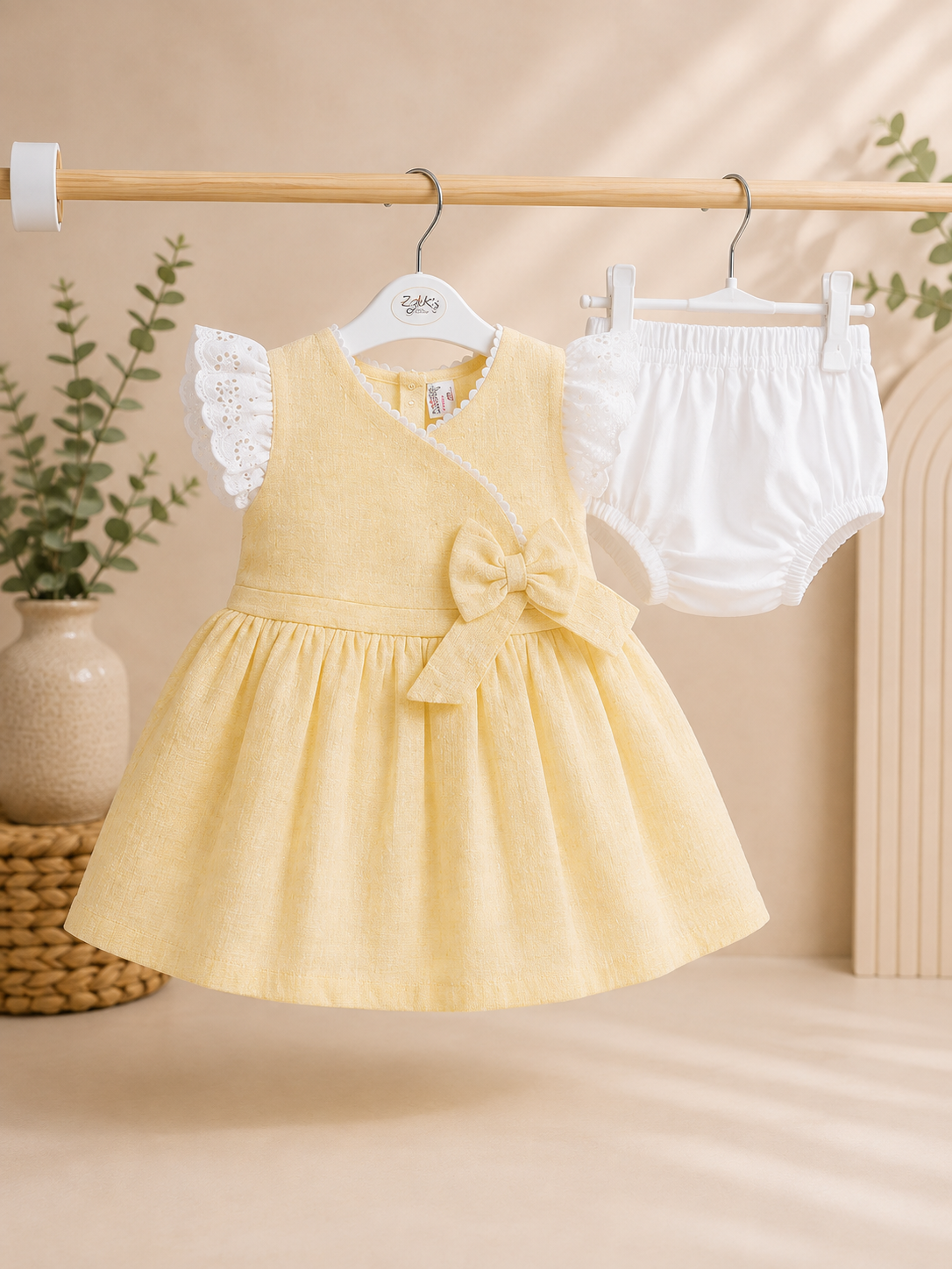 ZAKI-BABY GIRLS FROCK WITH PANTY 3-12M