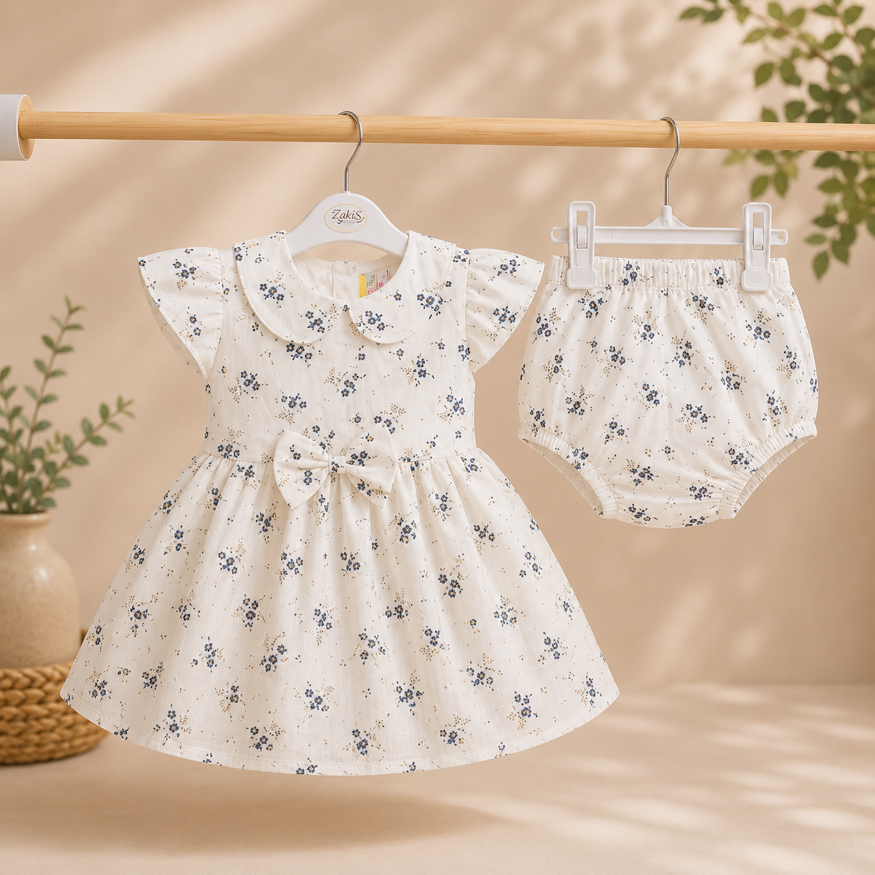 ZAKI-BABY GIRLS FROCK WITH PANTY 3-12M