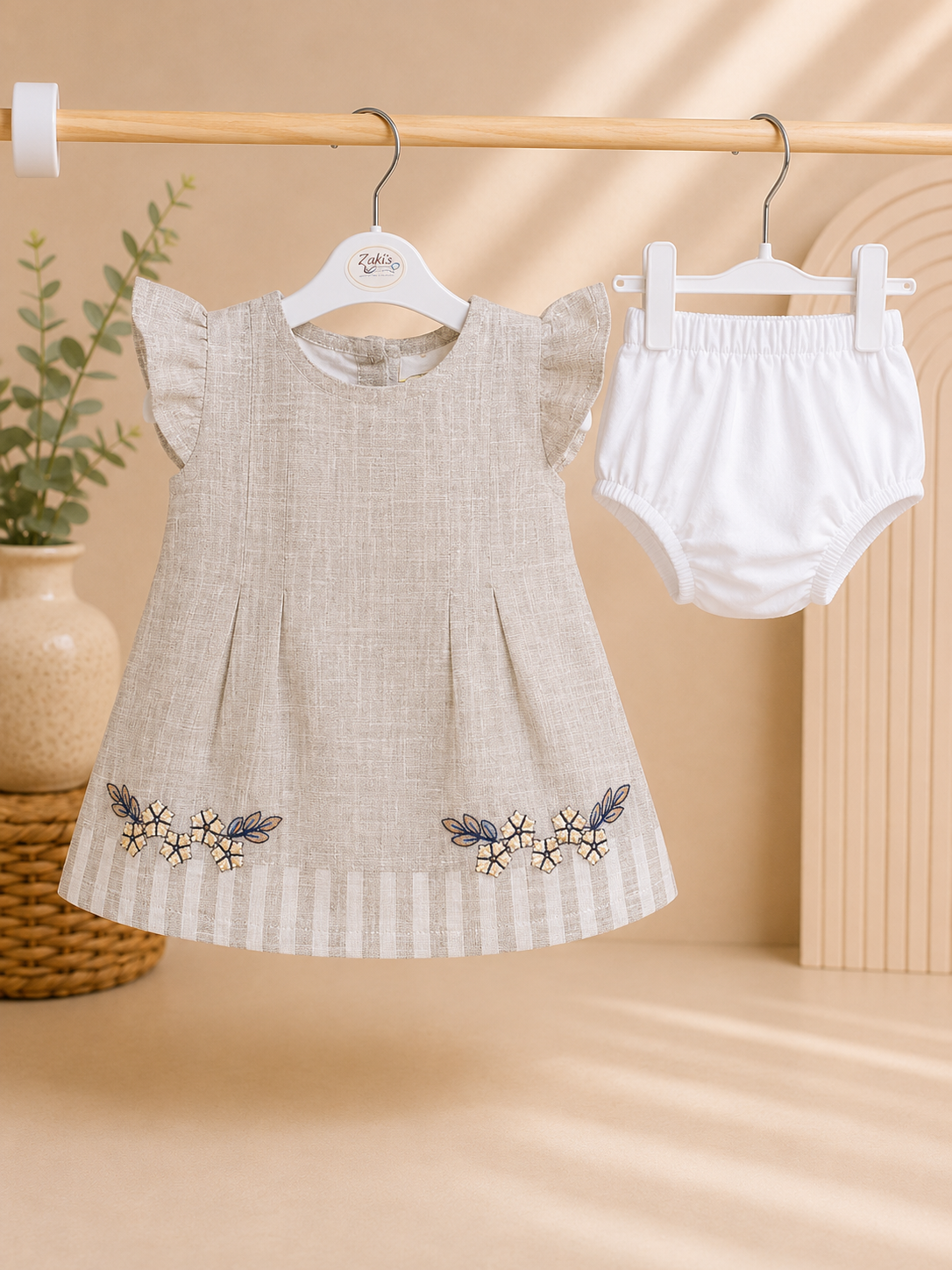 ZAKI-BABY GIRLS FROCK WITH PANTY 3-12M
