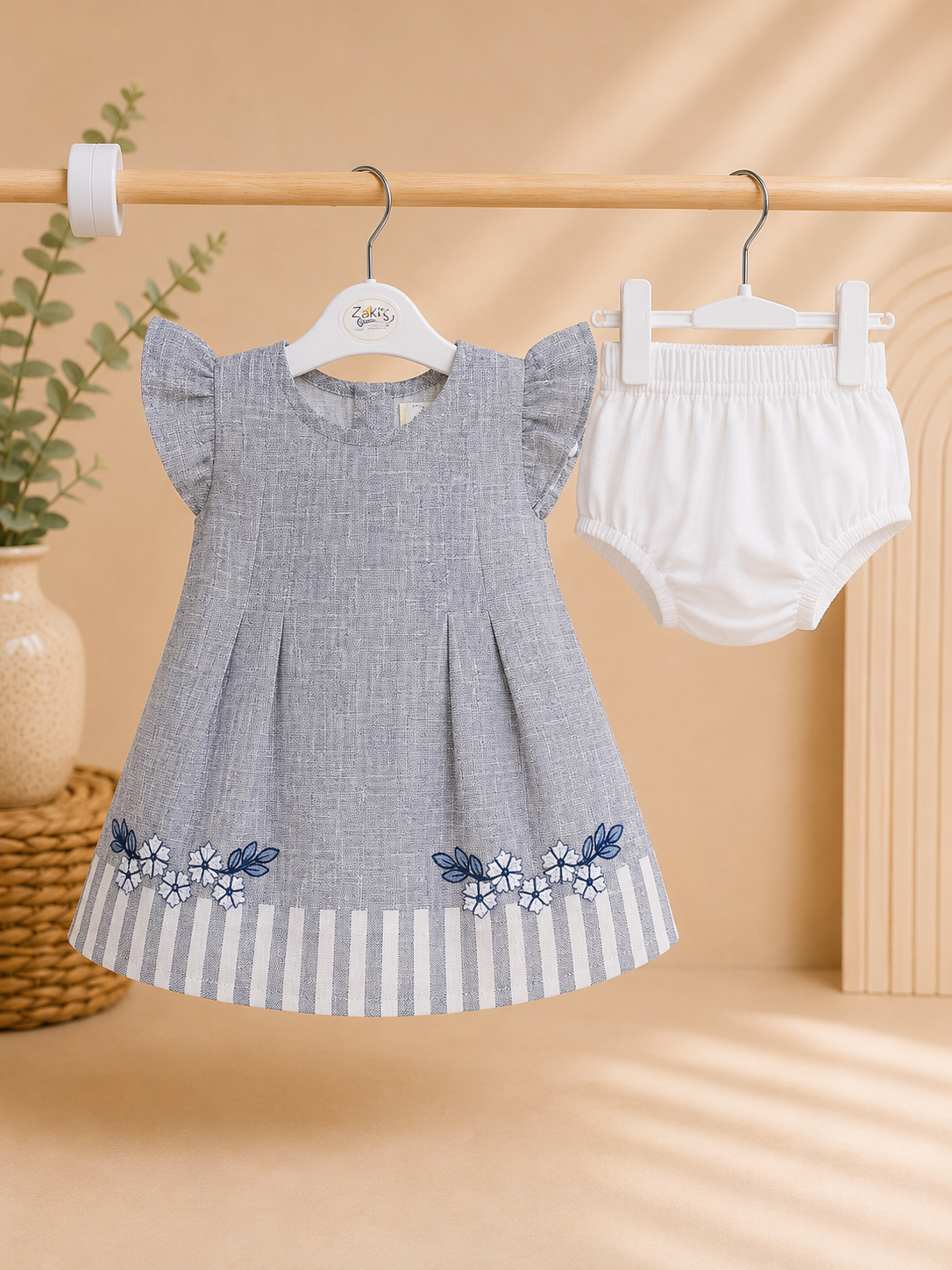ZAKI-BABY GIRLS FROCK WITH PANTY 3-12M
