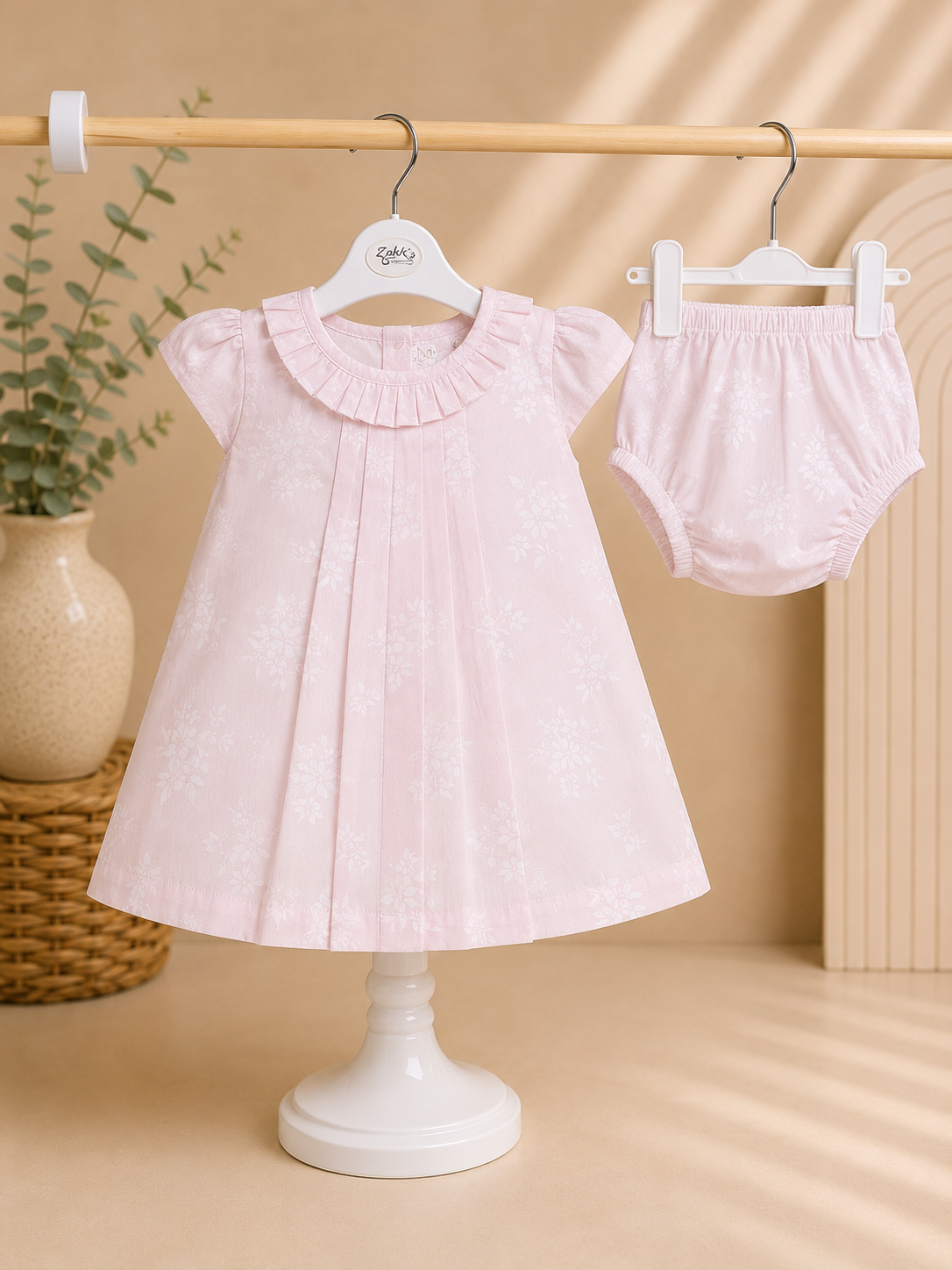 ZAKI-BABY GIRLS FROCK WITH PANTY 3-12M