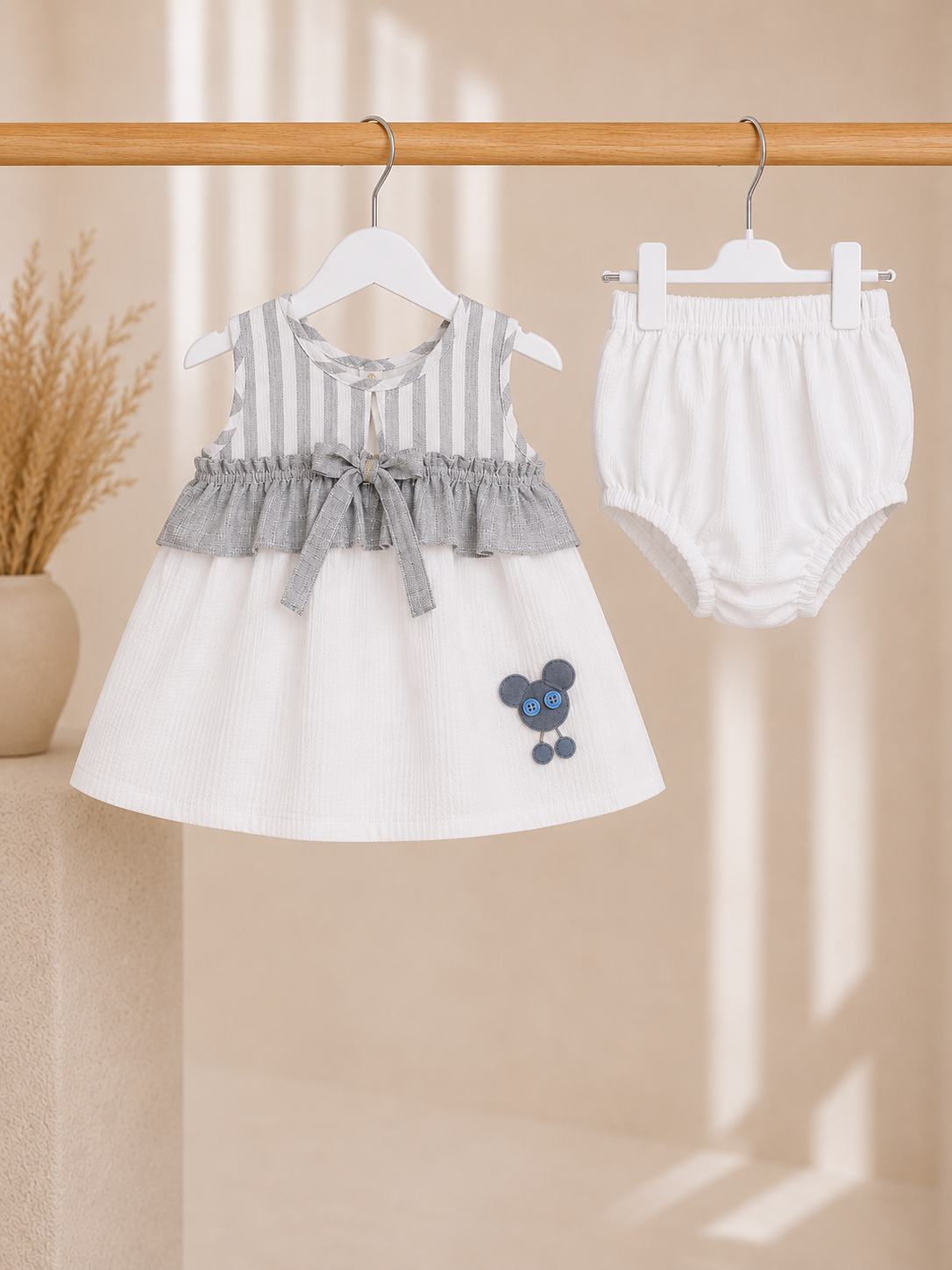 ZAKI-BABY GIRLS FROCK WITH PANTY 3-12M