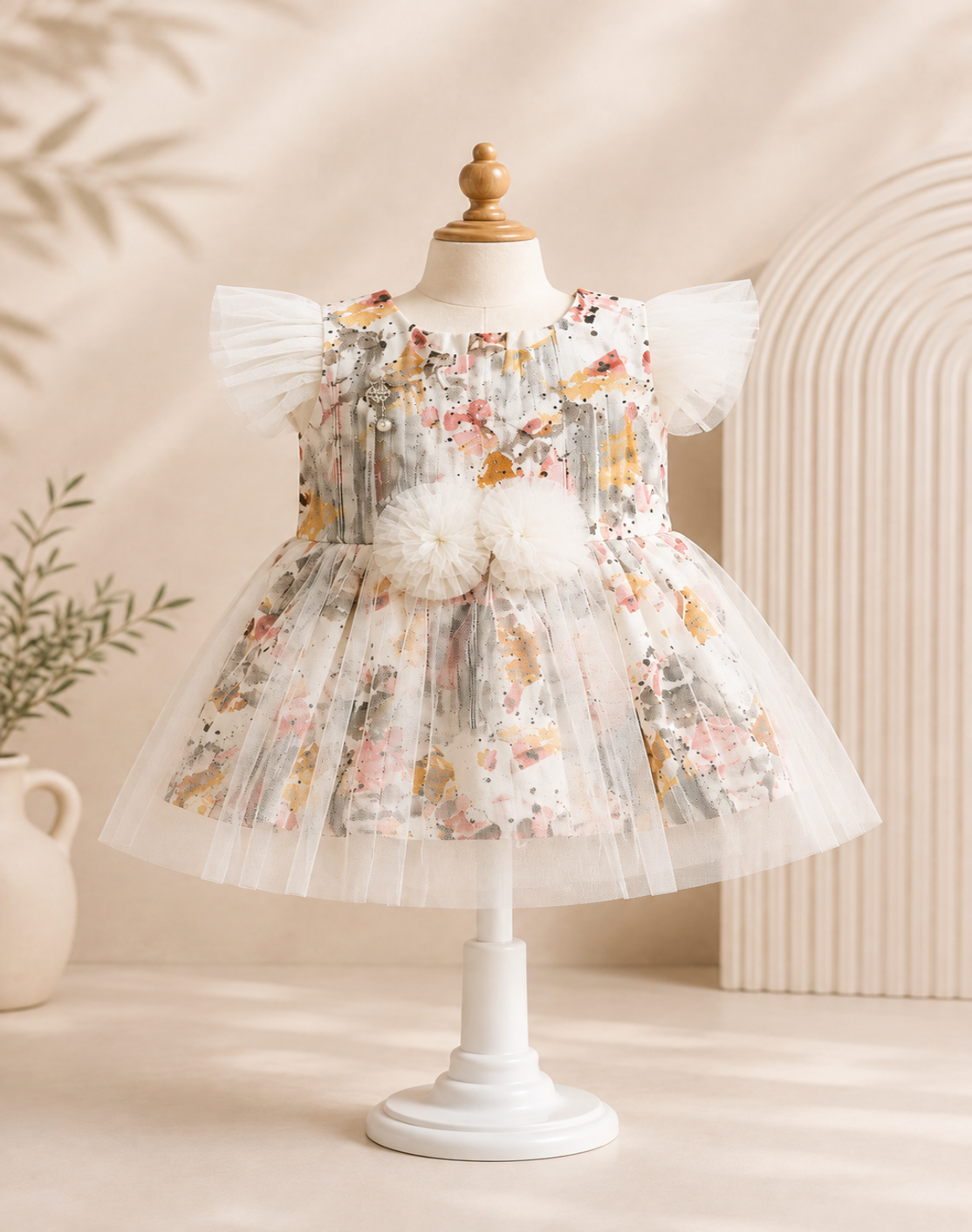 ZAKI-BABY GIRLS FROCK WITH PANTY 3-12M