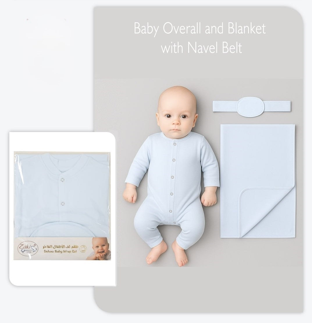 Boys Overall and Blanket with Navel Belt - Set 0-3M
