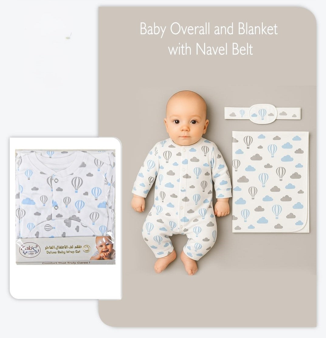 Boys Overall and Blanket with Navel Belt - Set 0-3M