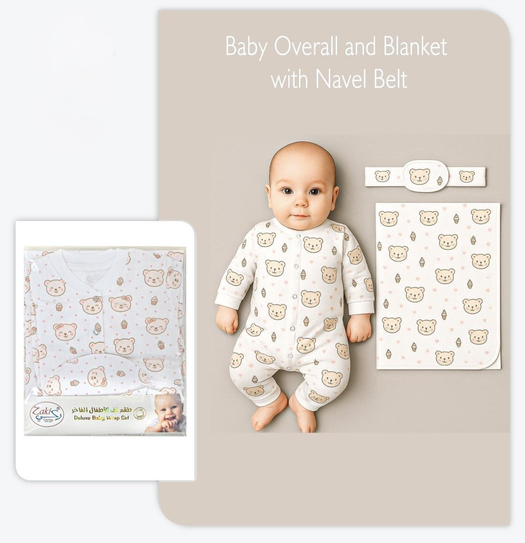 Girls Overall and Blanket with Navel Belt - Set 0-3M