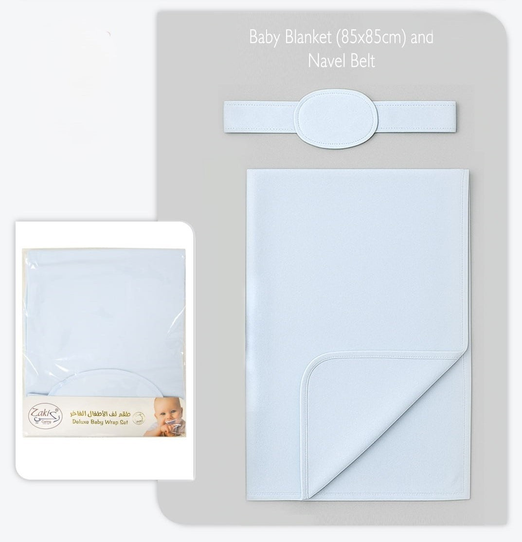 Boys Plain Blanket with Navel Belt - Set 0-3M