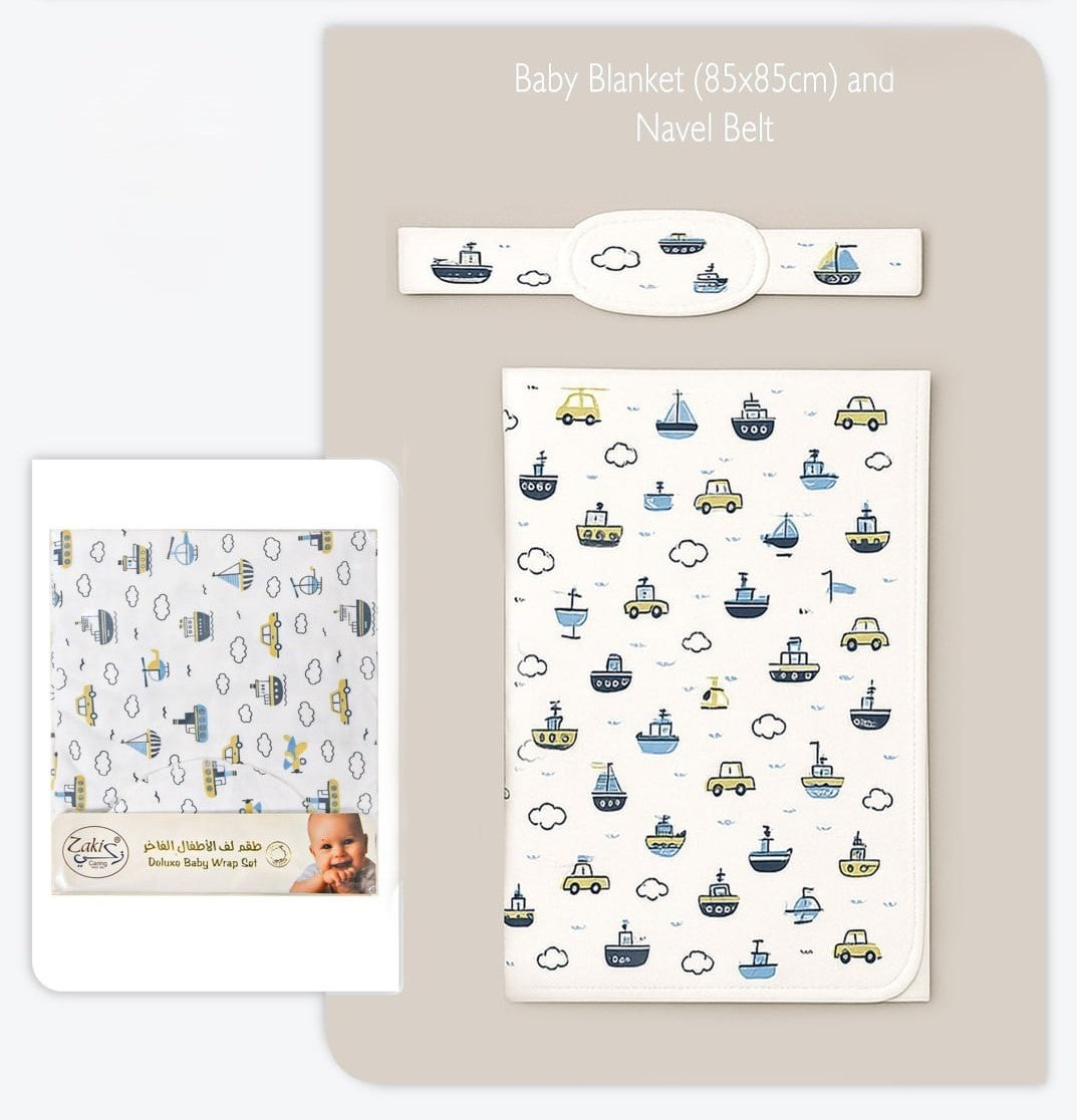 Boys Printed Blanket with Navel Belt - Set 0-3M