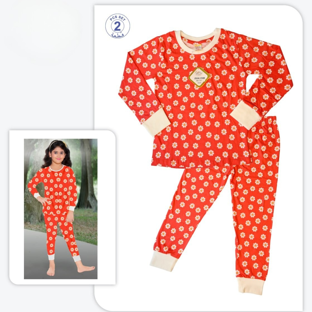 Girls  L/S T-Shirt with Long Pants Set 8-13Y Red