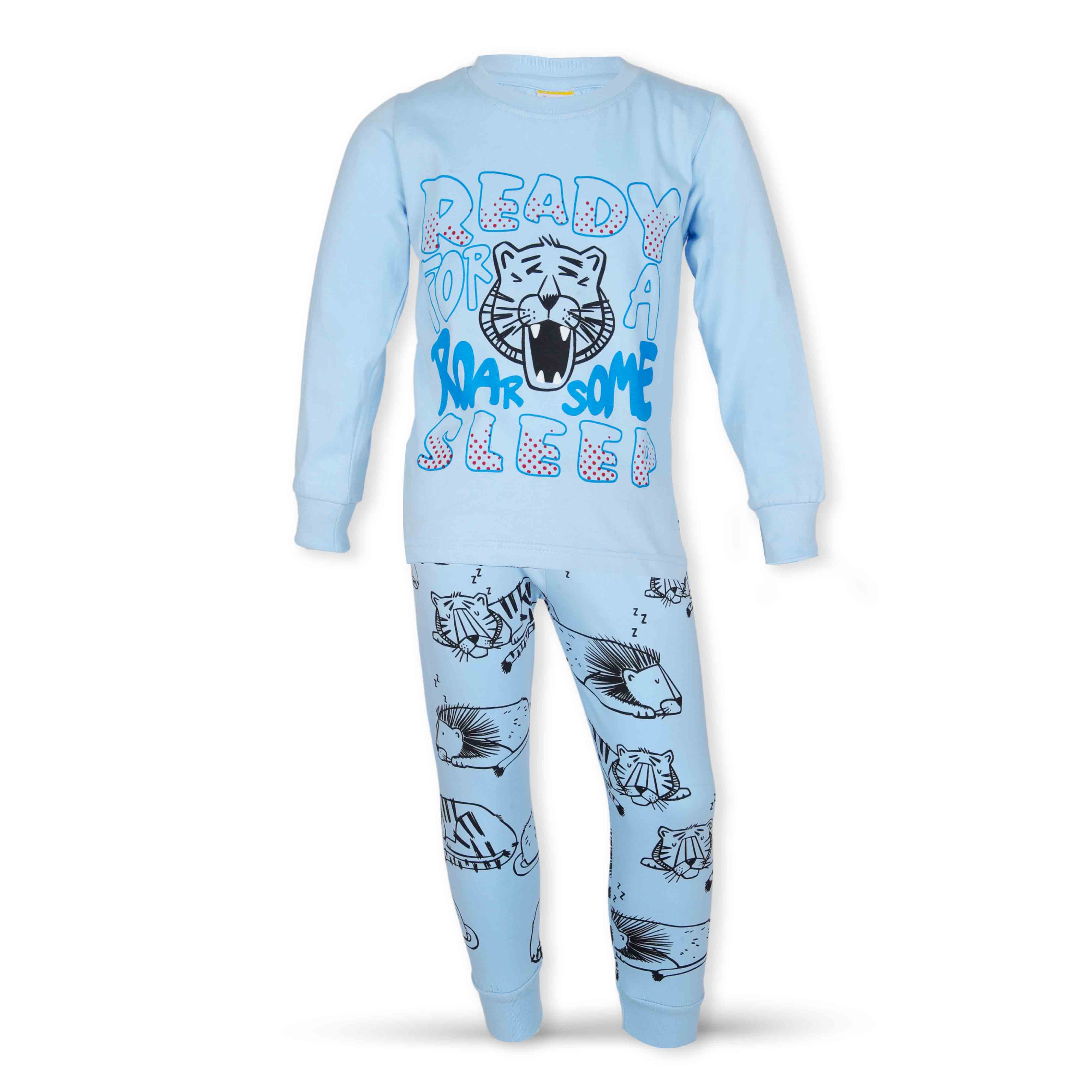 Boys L/S T-Shirt with Long Pants Set 2-7Y Blue/Beige