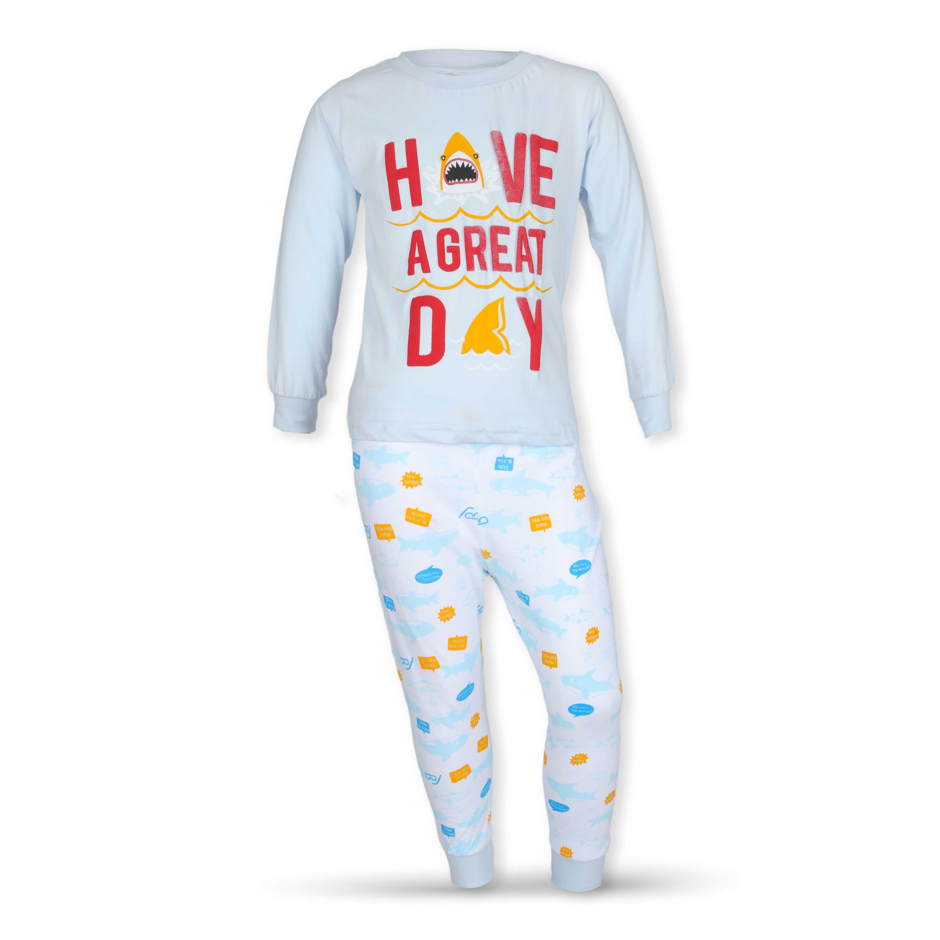 Boys L/S T-Shirt with Long Pants Set 8-13Y Blue/Light Blue