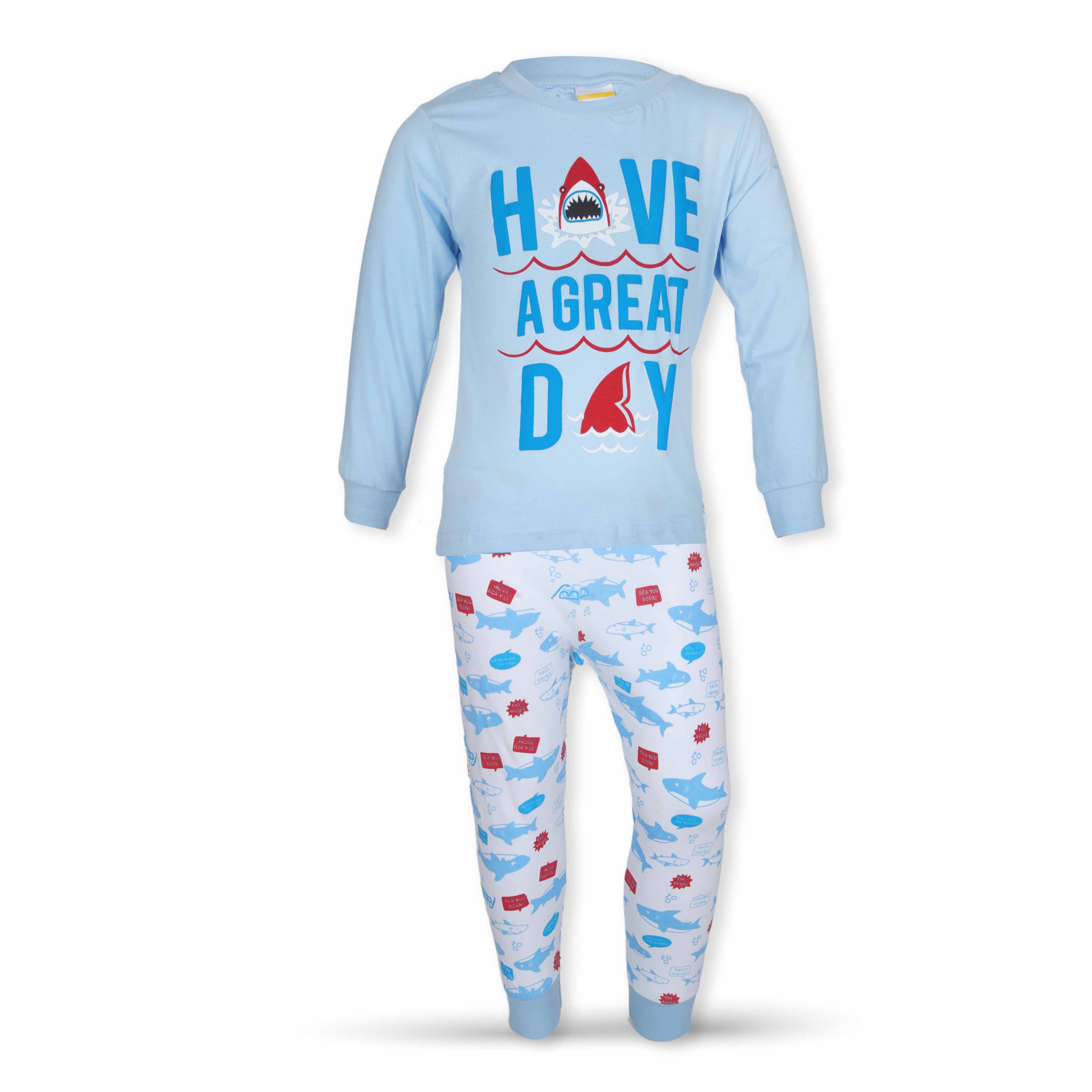 Boys L/S T-Shirt with Long Pants Set 8-13Y Blue/Light Blue