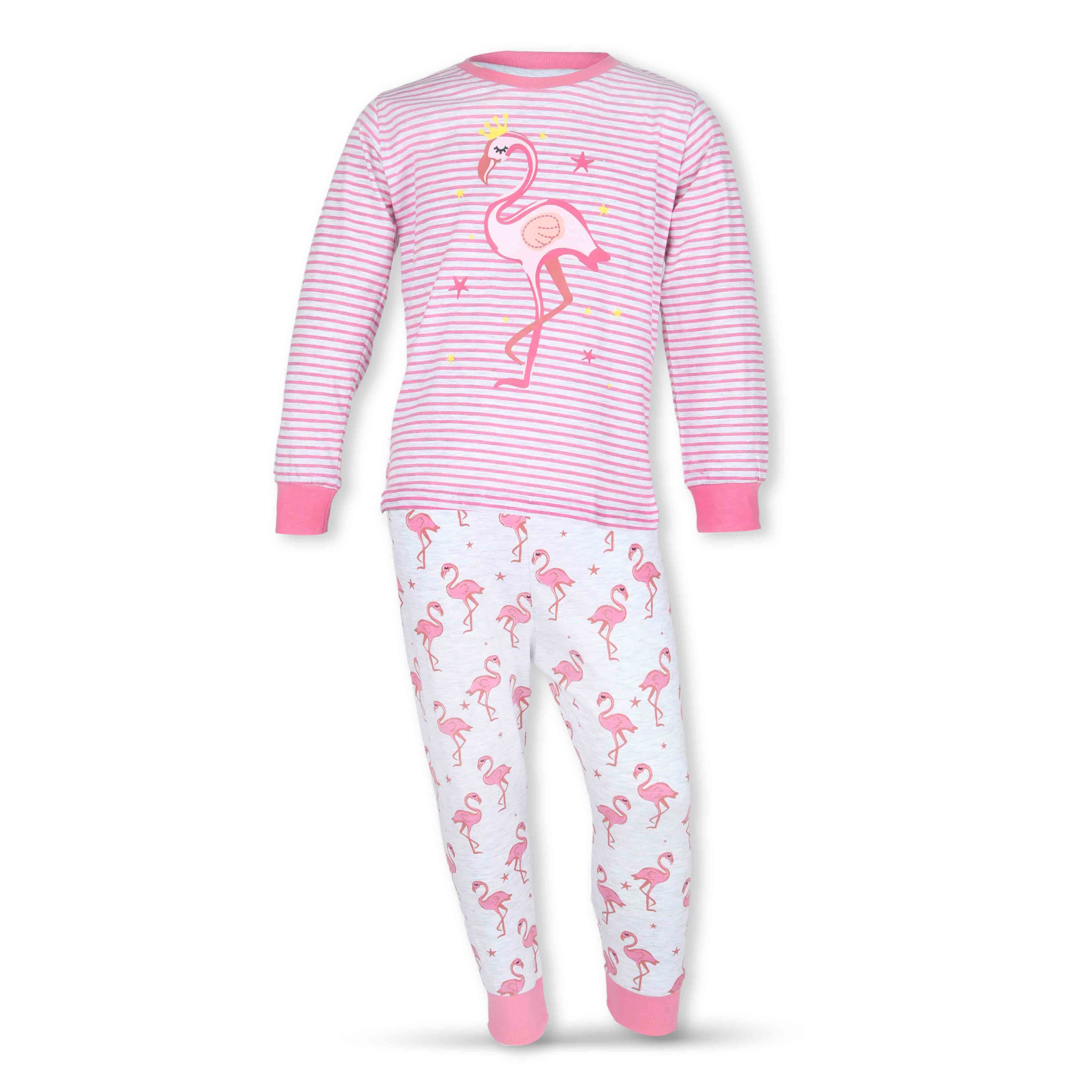 Girls L/S T-Shirt with Long Pants - Set 2-7Y Pink Grey/Pink White