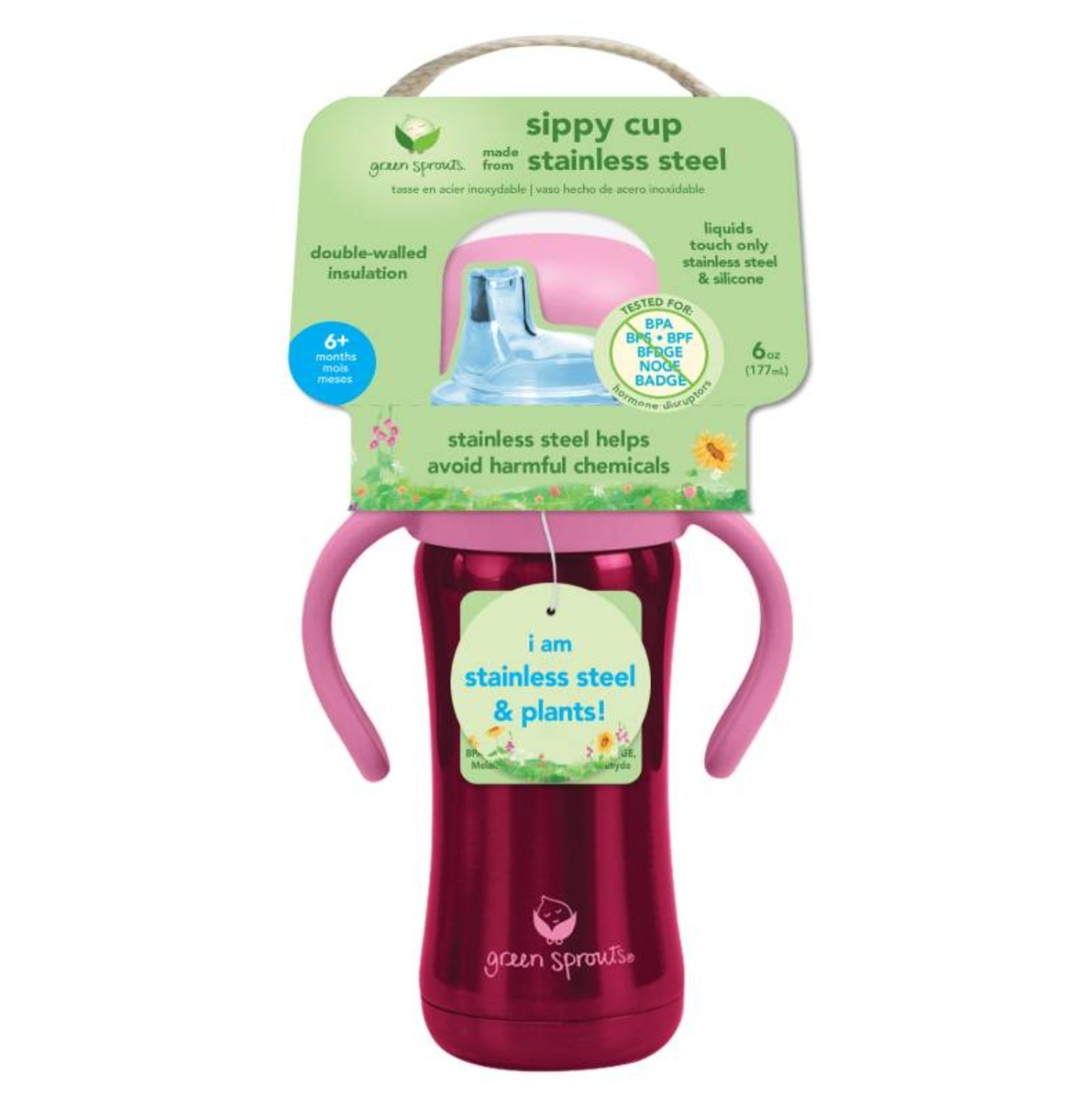 Green & Sprouts - Sippy Cup Stainless Steel 6oz - Pink