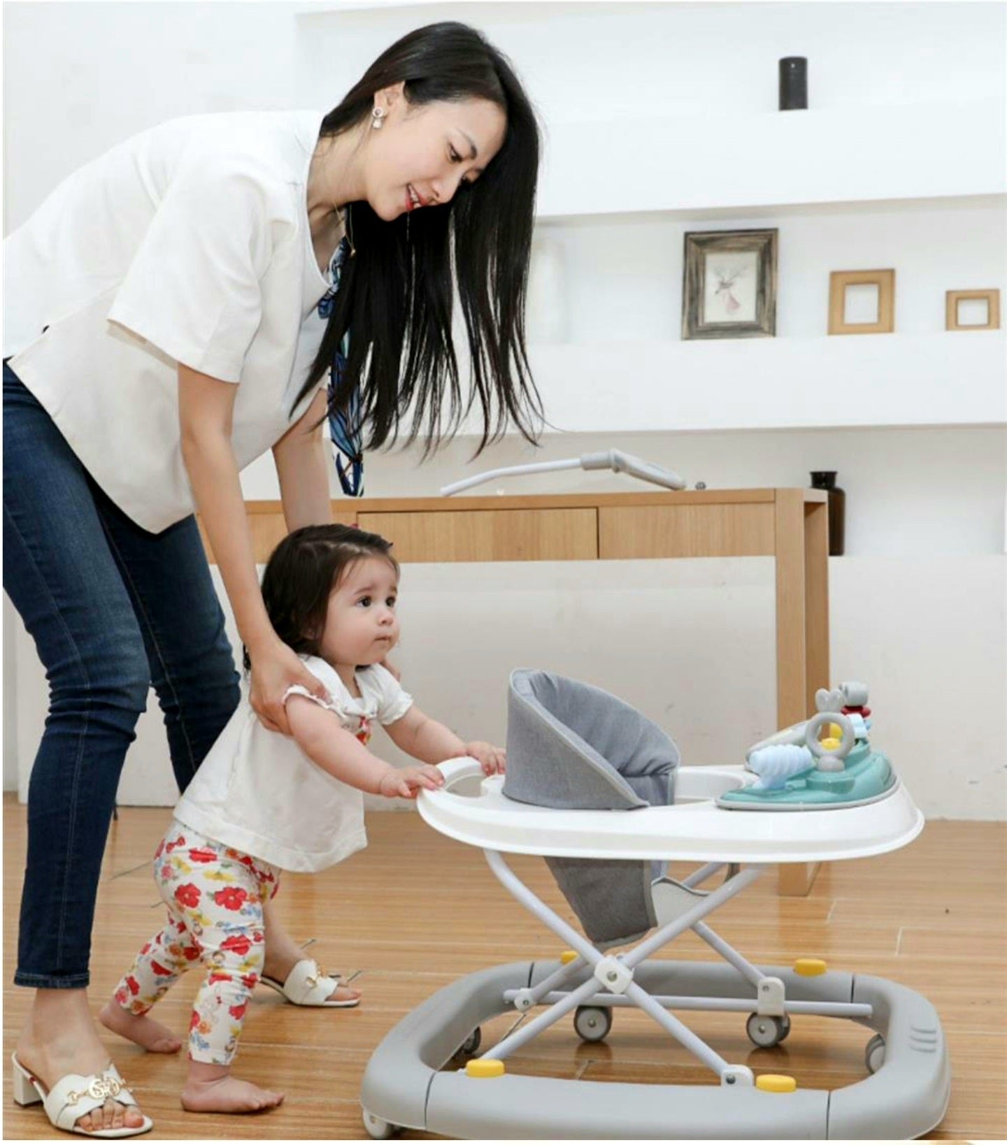 Baby Rocking Walker + Removable Tray (Grey)