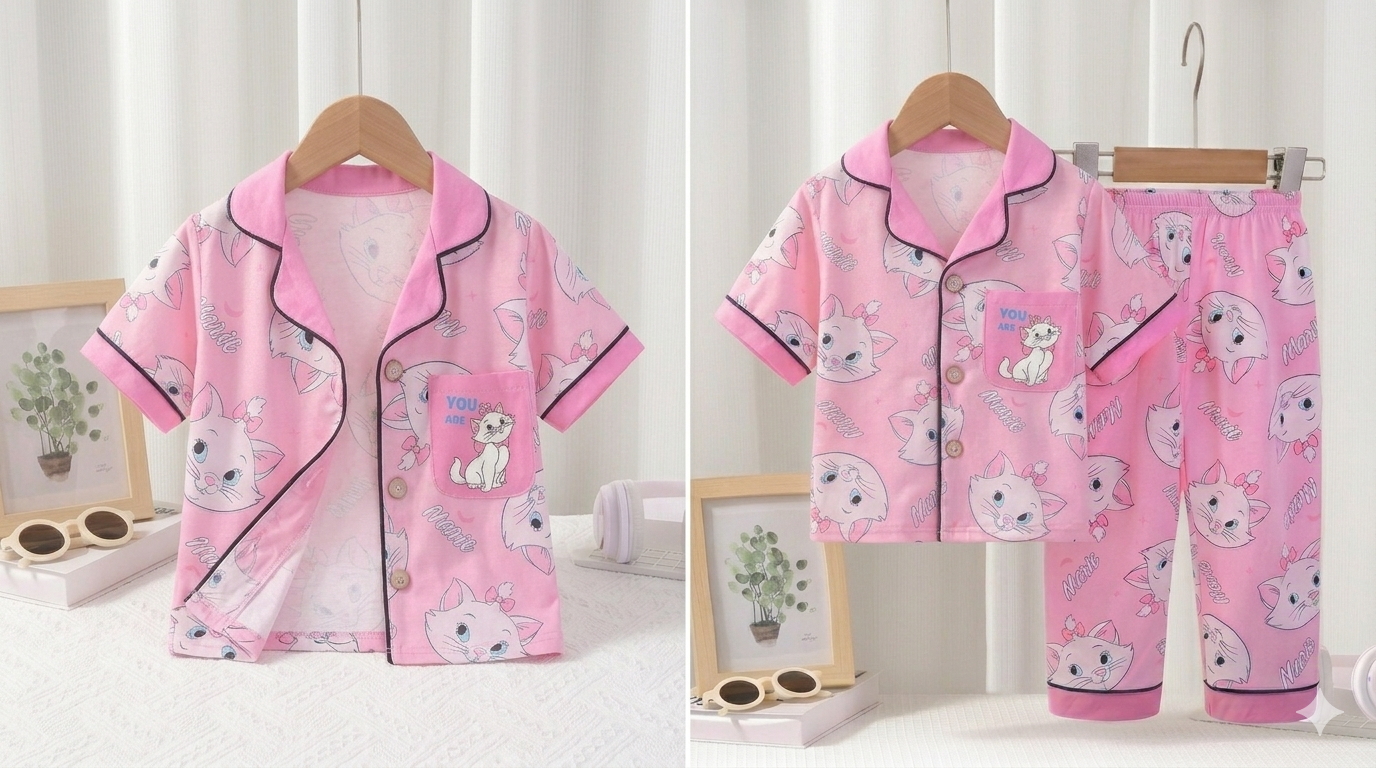 Marie Girls Front Open Pyjama- 1 to 9 years