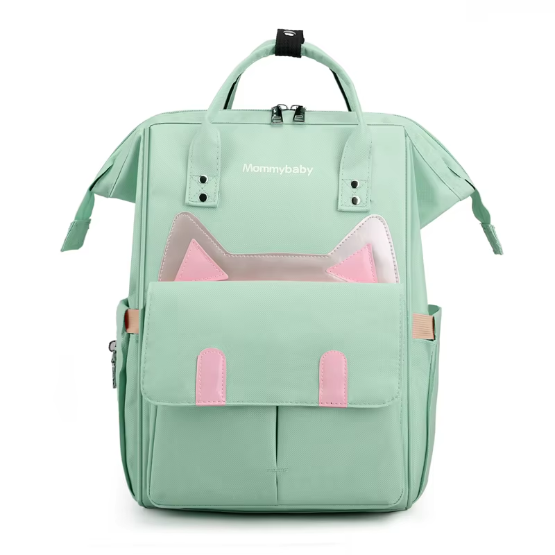 UmmiGo™ CuteCat Diaper Backpack – Spacious, USB-Ready & Waterproof for On-the-Go Moms