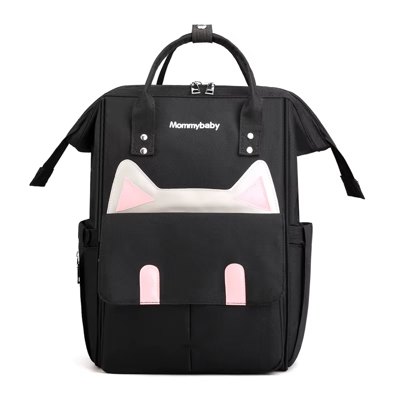 UmmiGo™ CuteCat Diaper Backpack – Spacious, USB-Ready & Waterproof for On-the-Go Moms